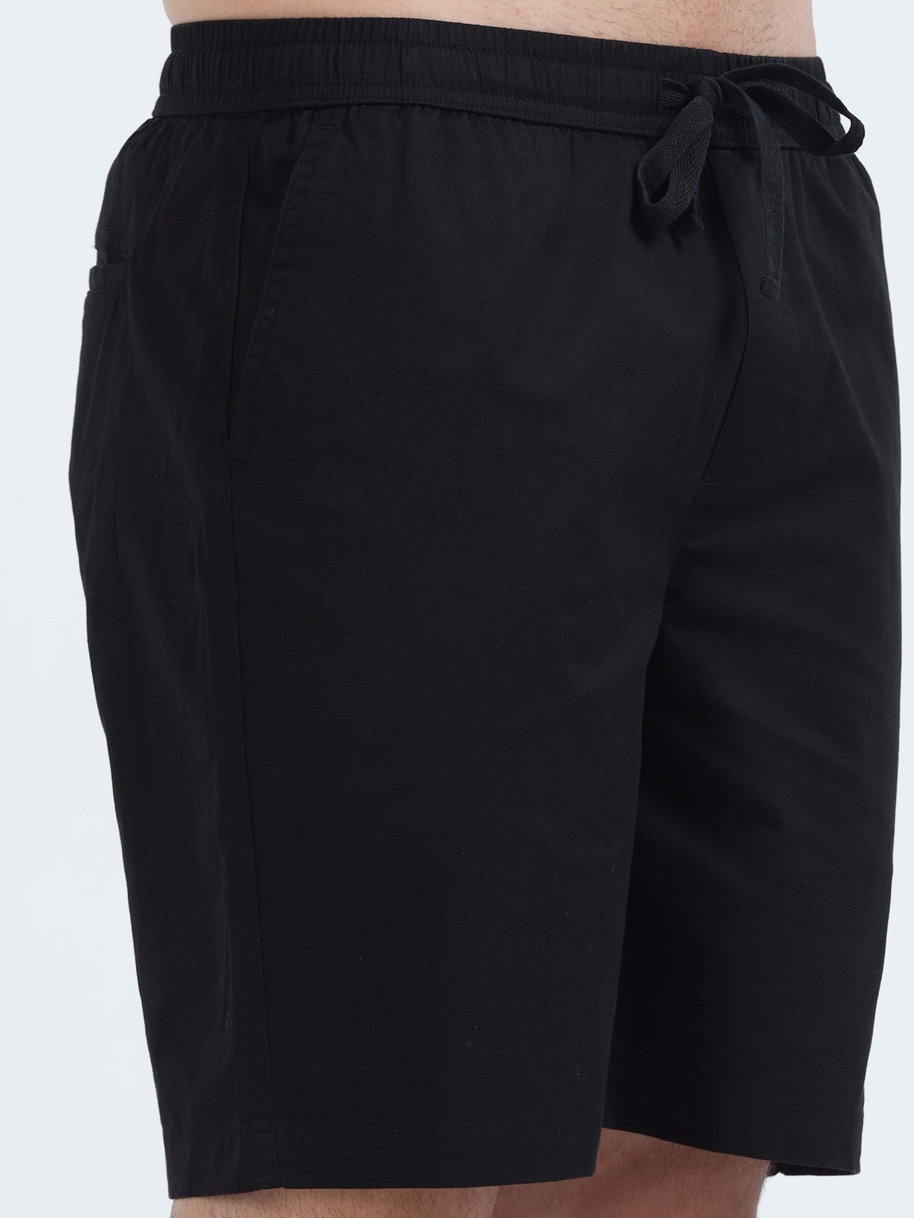 Soft Cotton Black Plain Shorts for men