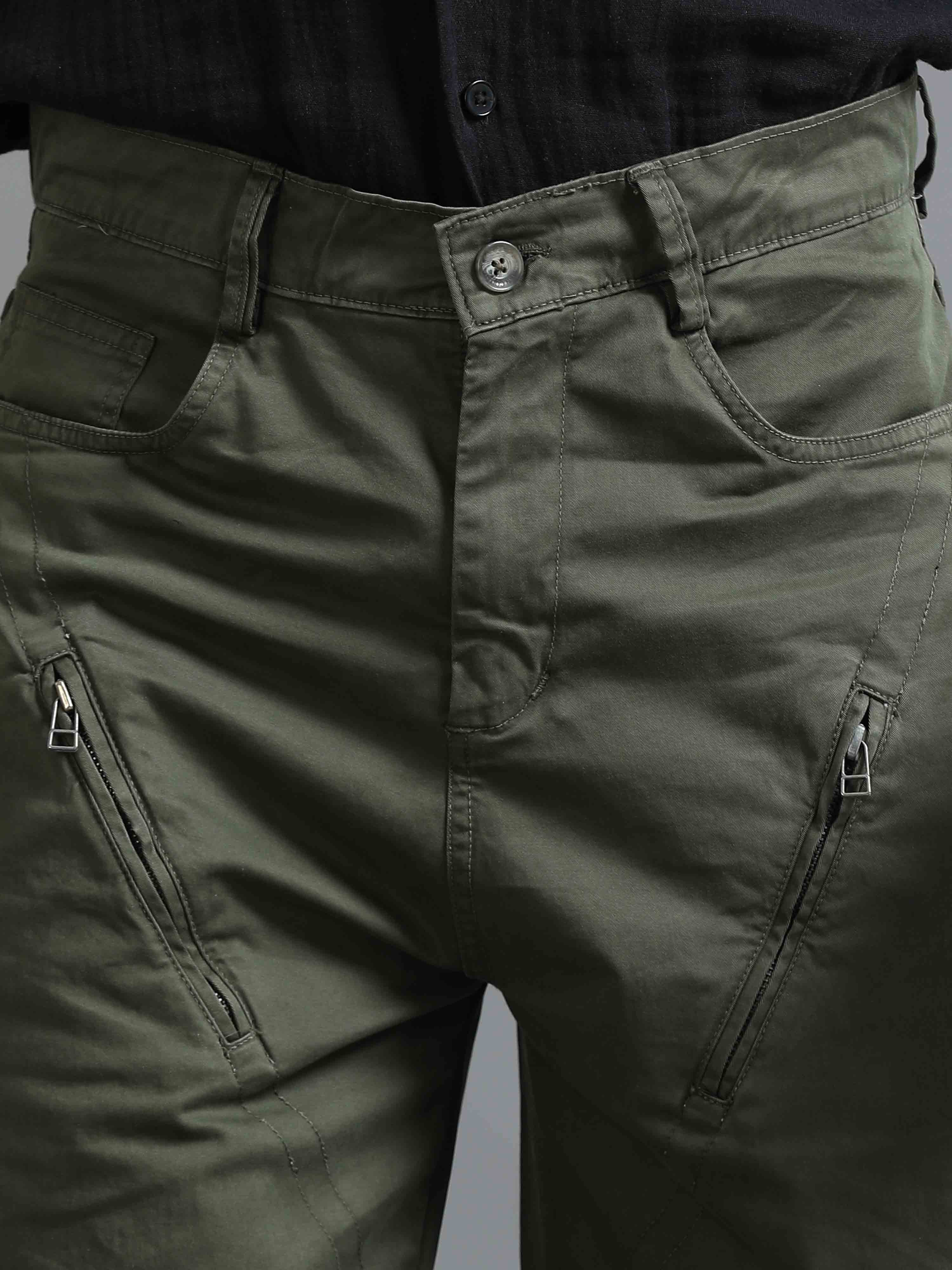 Milano Zip Trouser In Olive