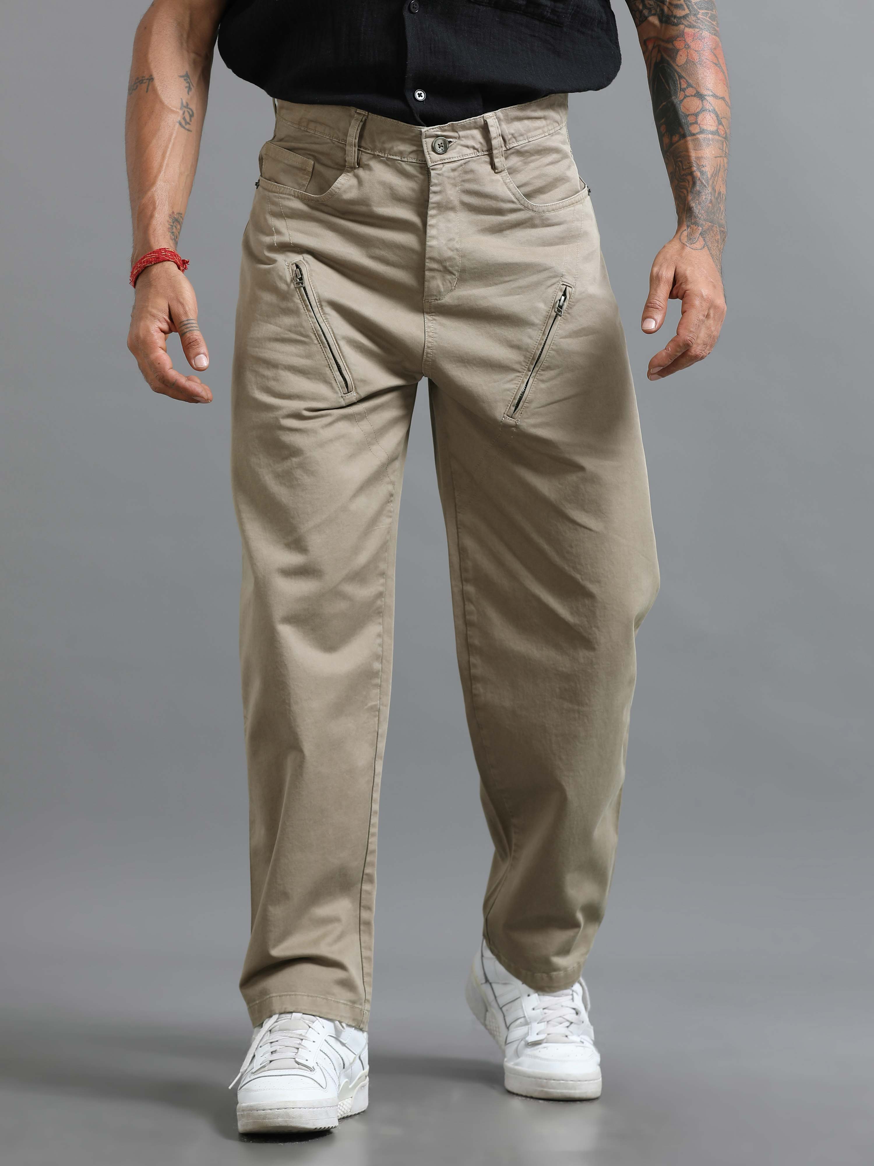 Milano Zip Trouser In Beige