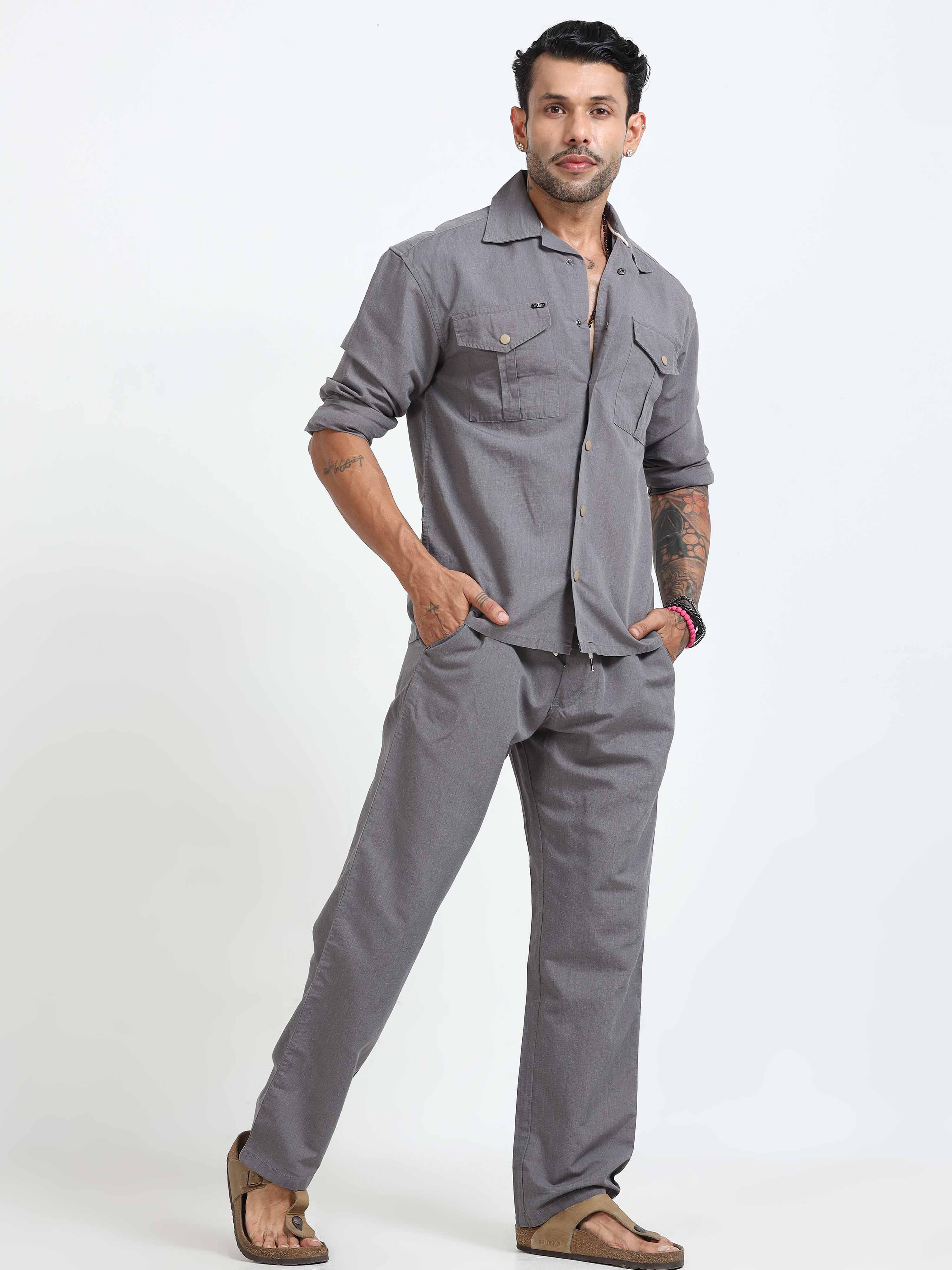 BreezeFlex Linen Trouser In Dark Grey