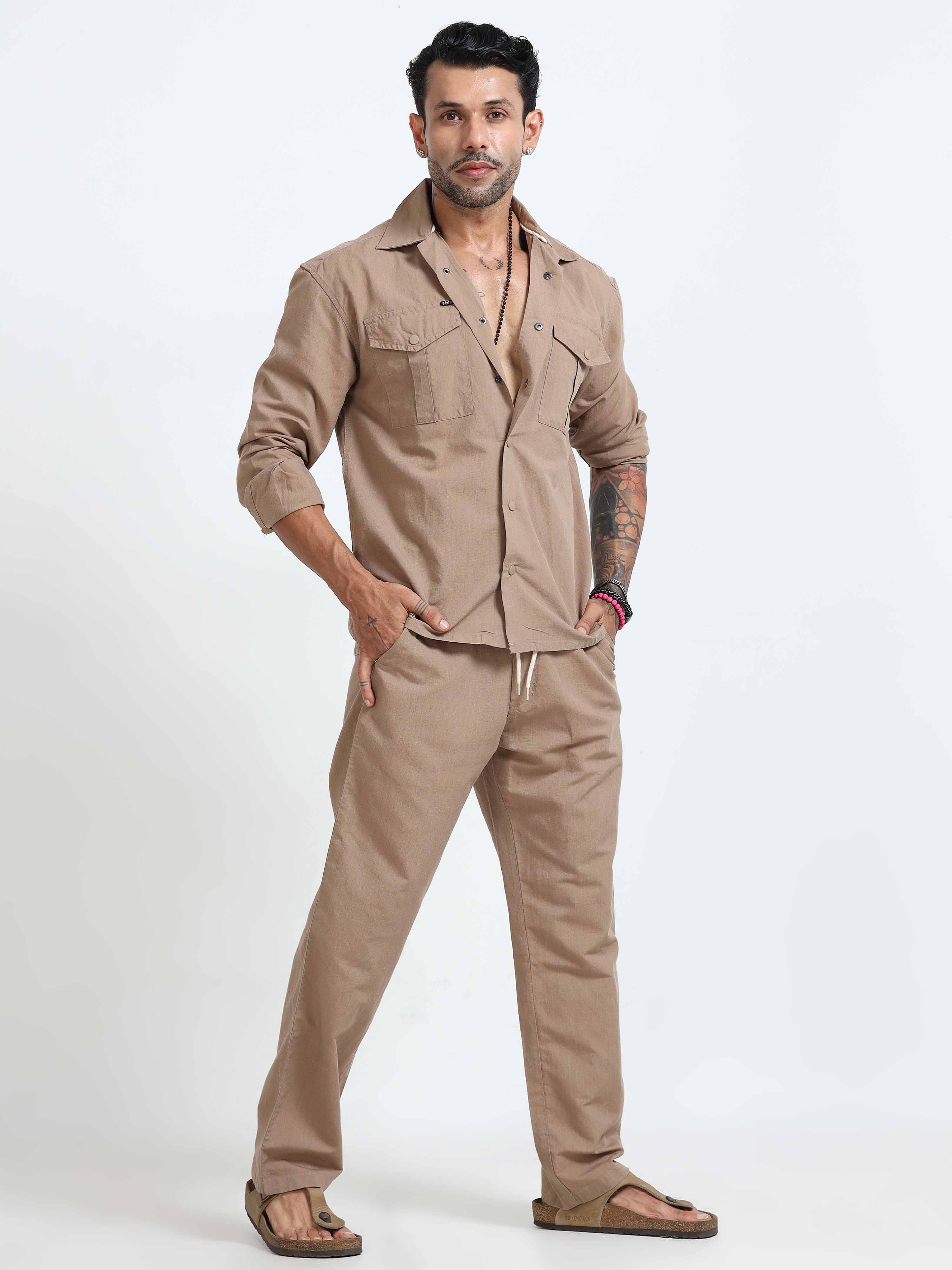 BreezeFlex Linen Trouser In Khaki