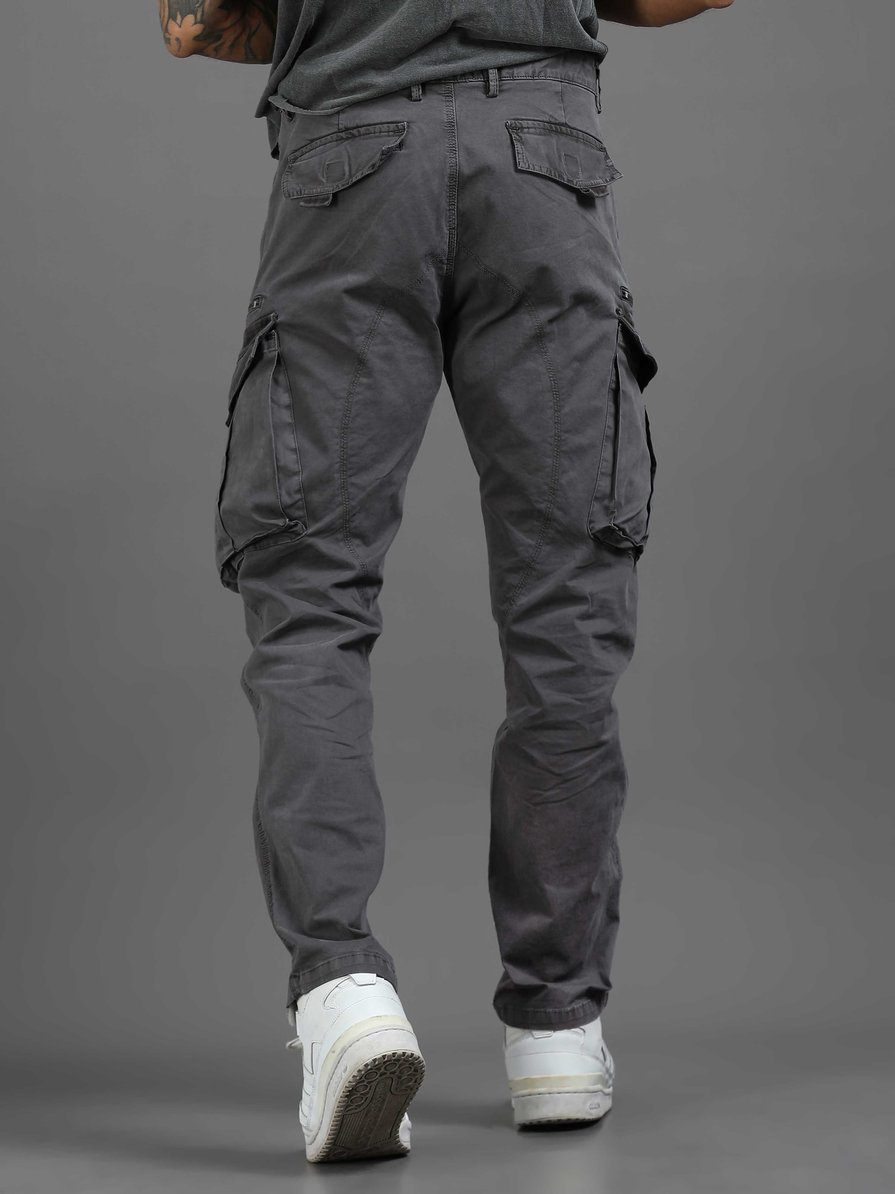 Rugged Zip Cargo Pants In Ash Grey