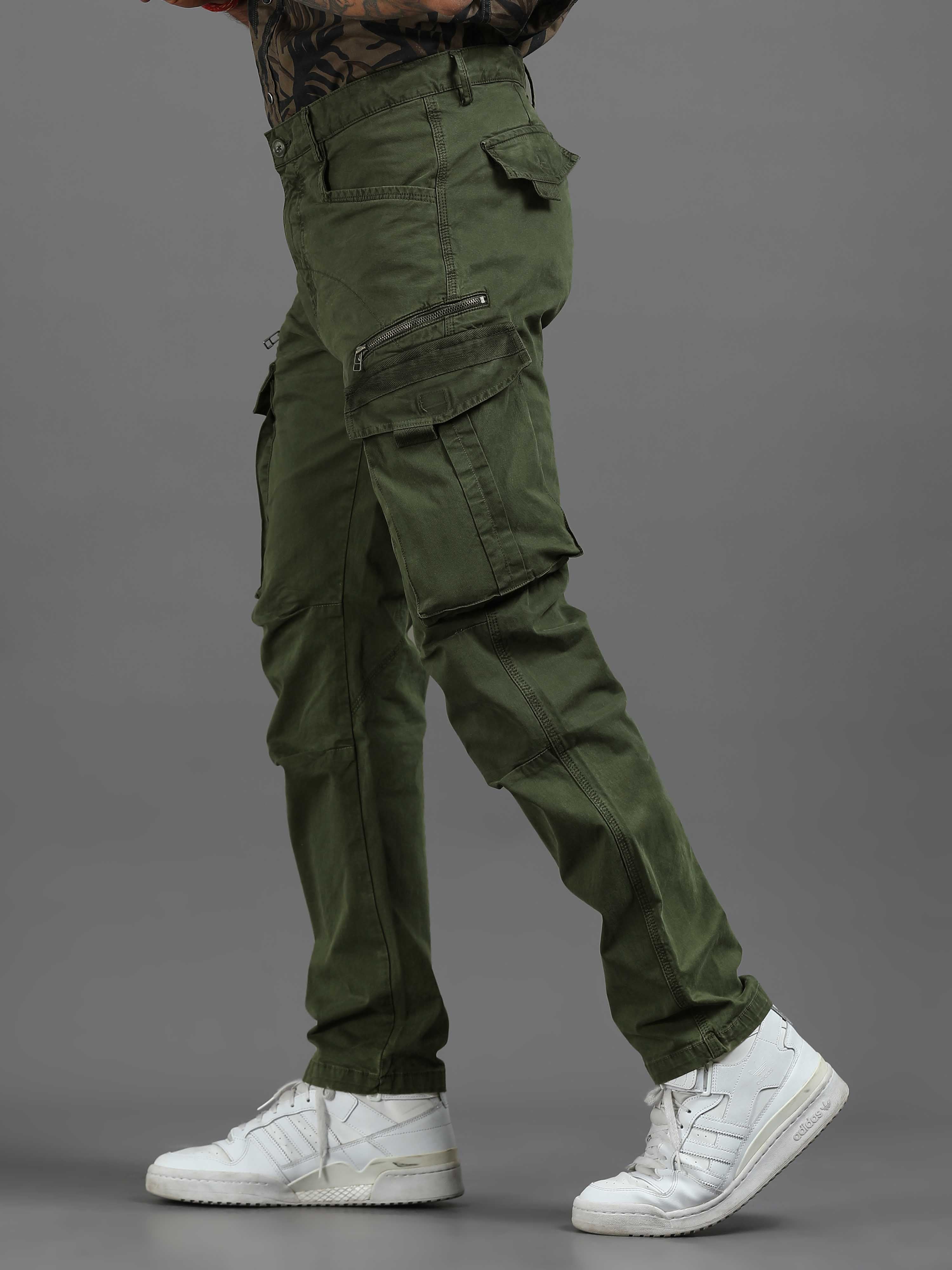 Rugged Zip Cargo Pants In Olive