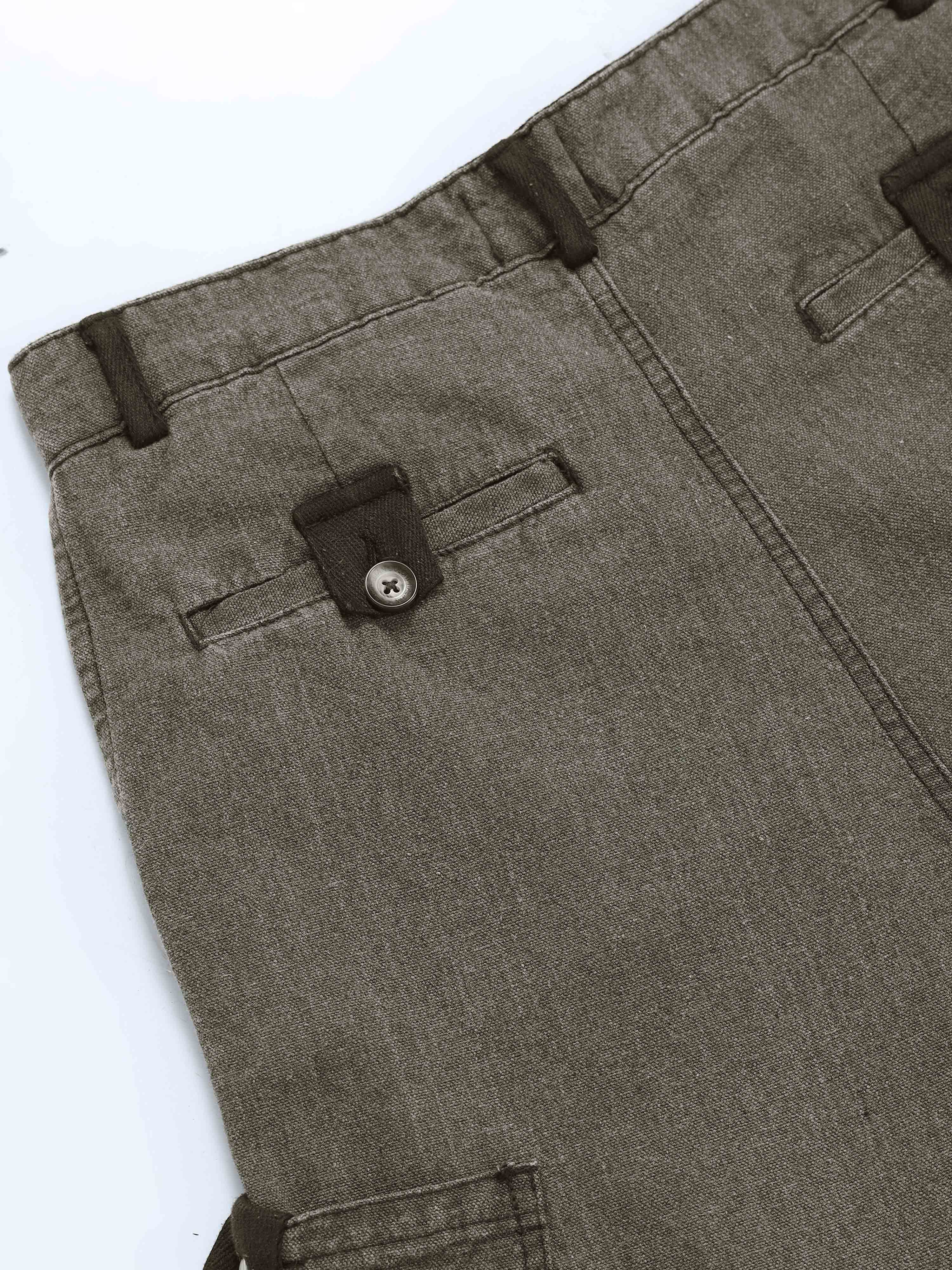 Ecru Pleated Cargo Pant In Olive