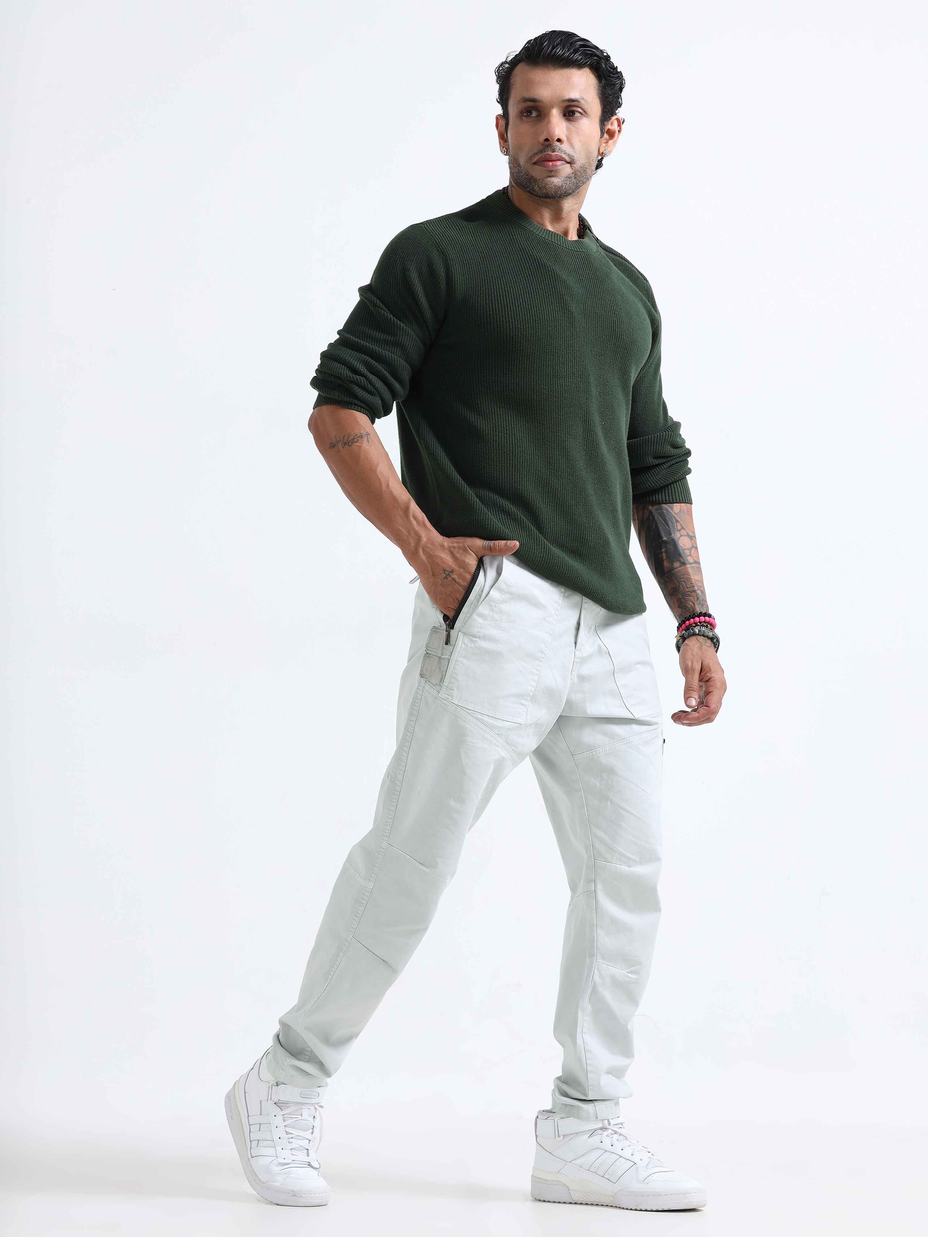 ZipCore Utility Pant In Mid White