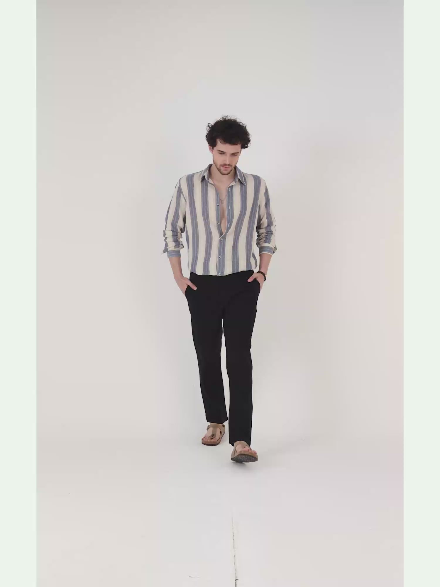 Raw Slub Black Pleated Pant for Men