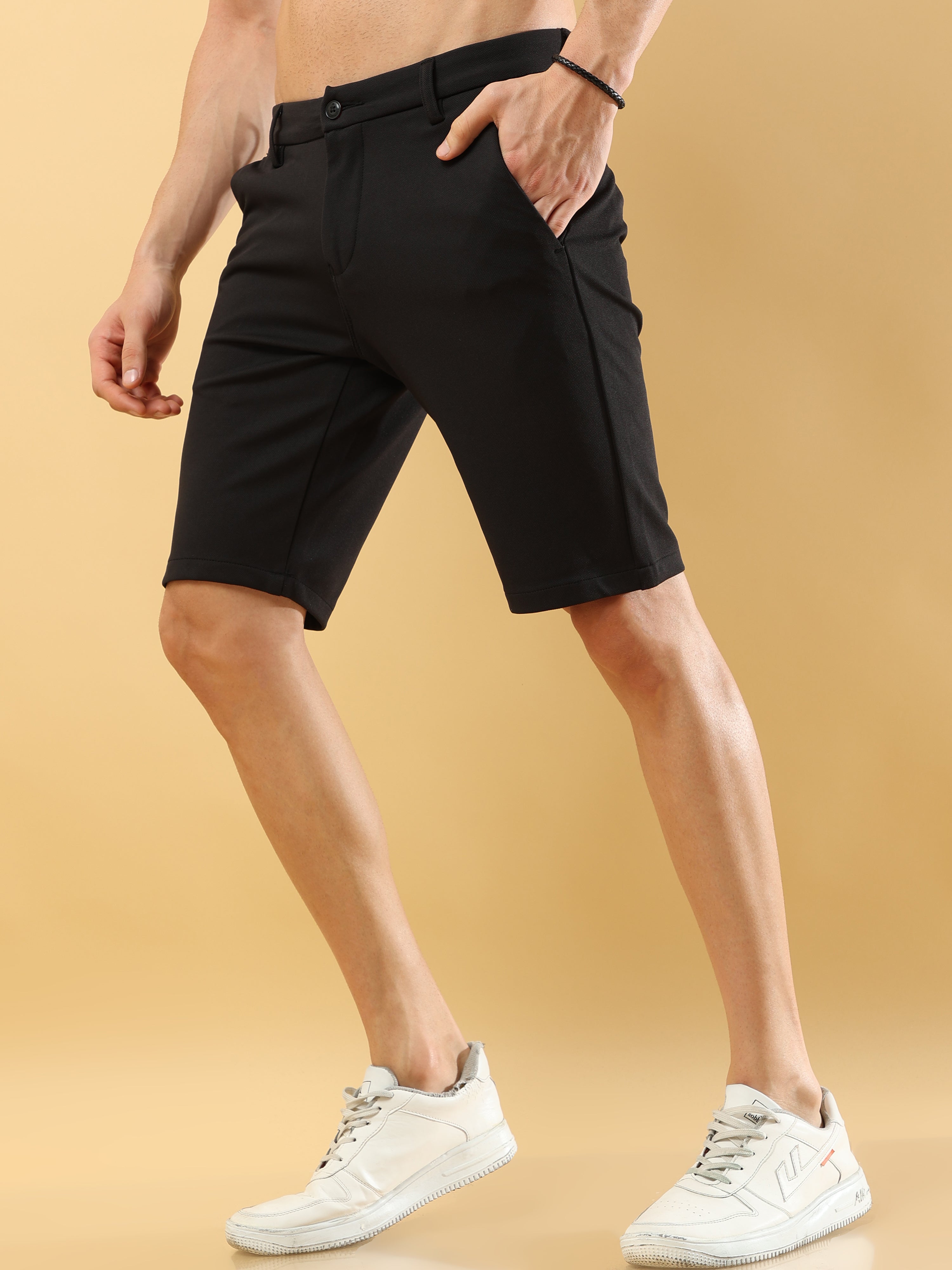 Power Stretch Black Shorts for Men