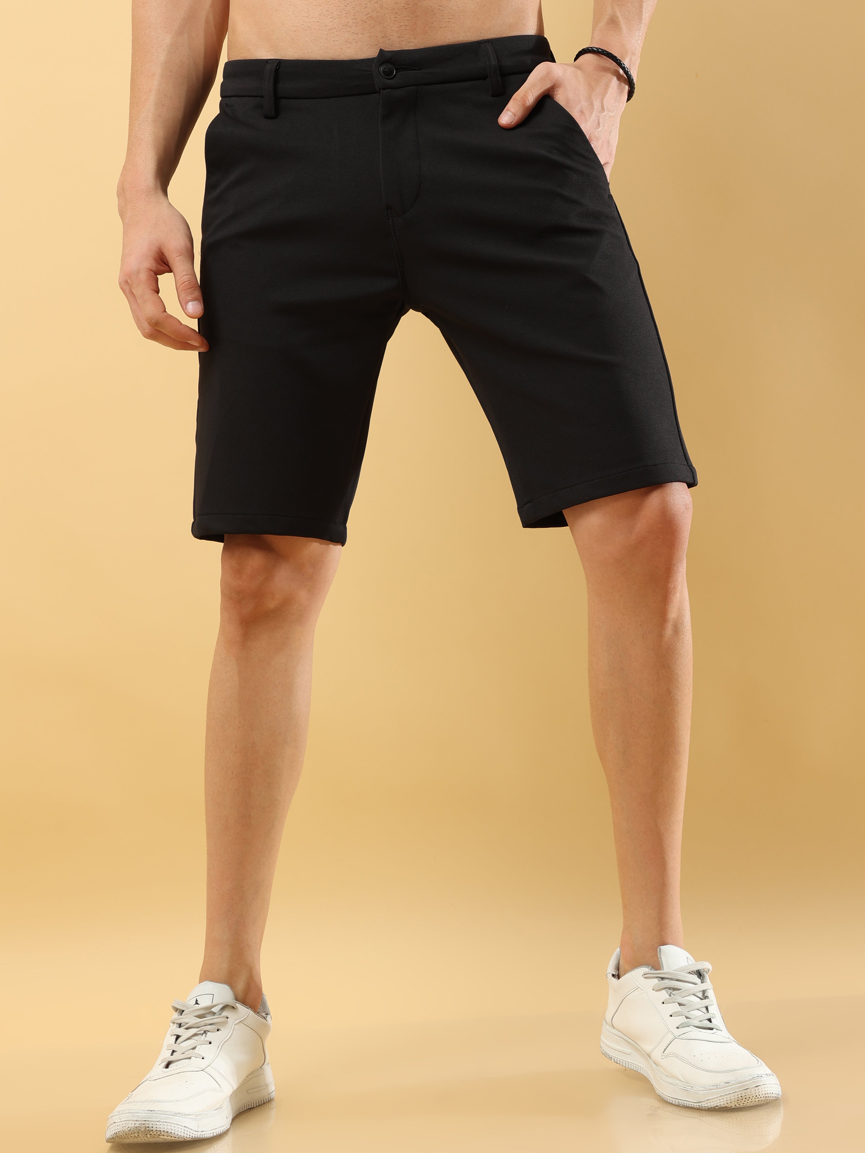 Power Stretch Black Shorts for Men
