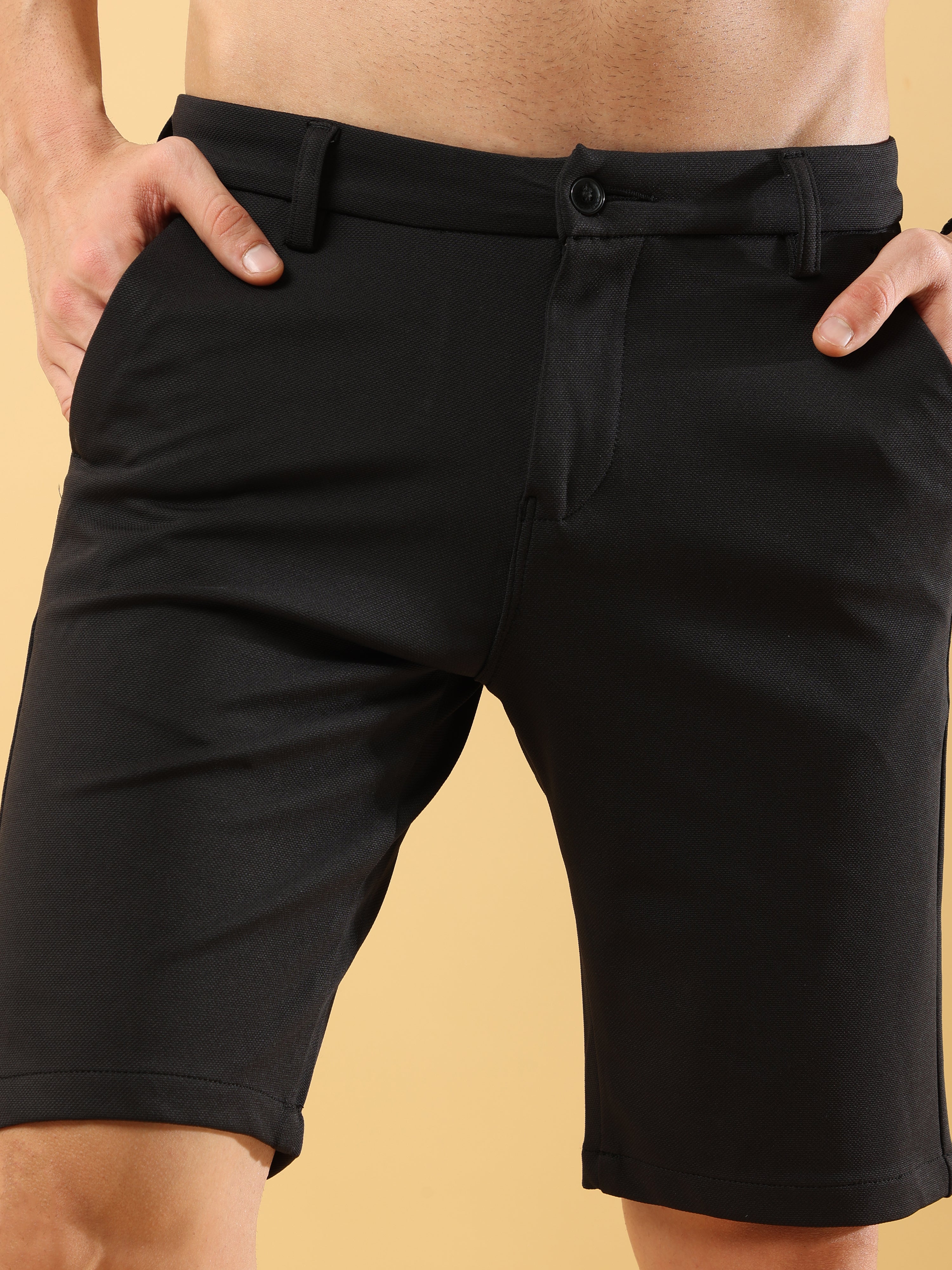 Power Stretch Black Shorts for Men