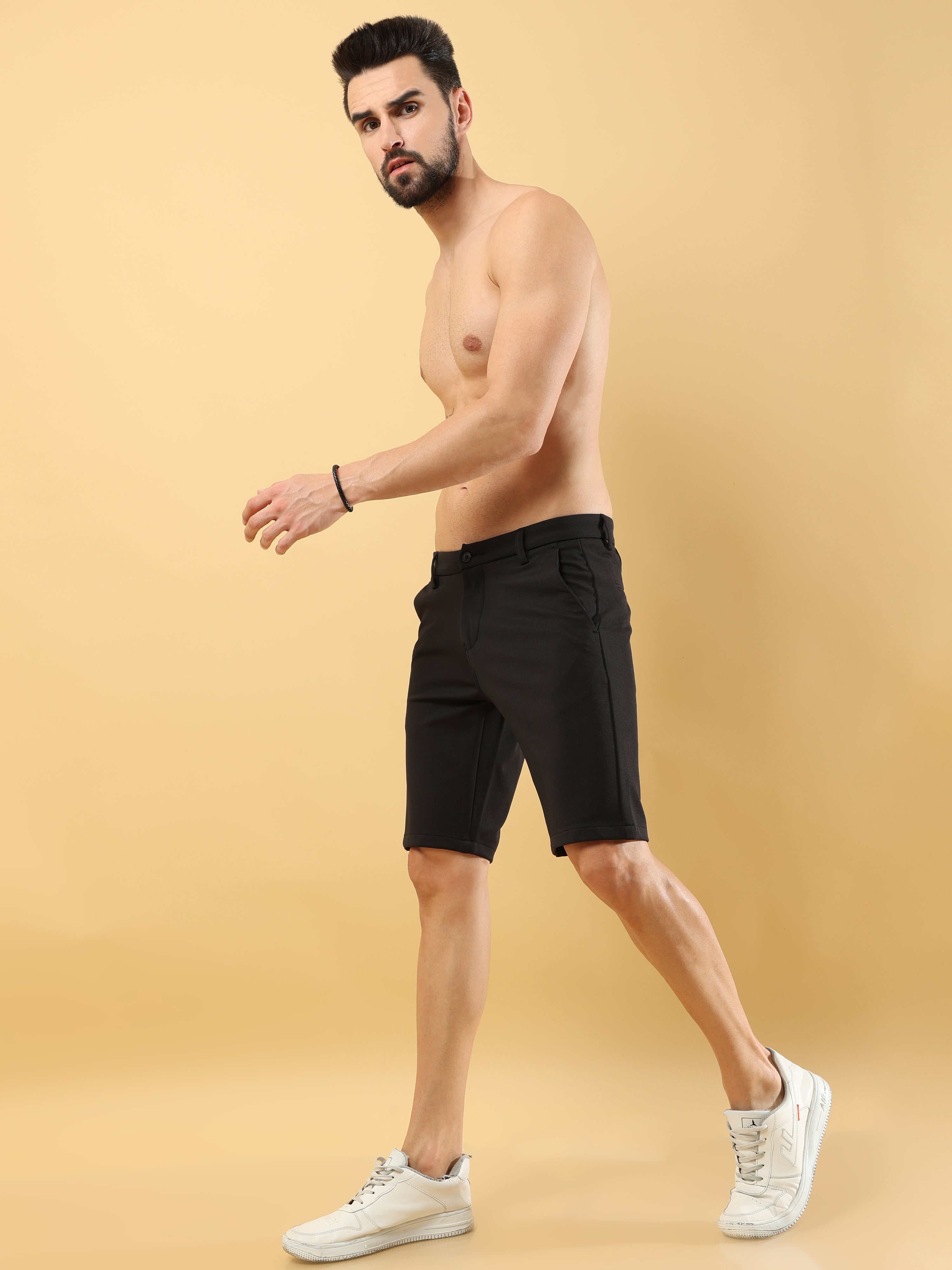 Power Stretch Black Shorts for Men