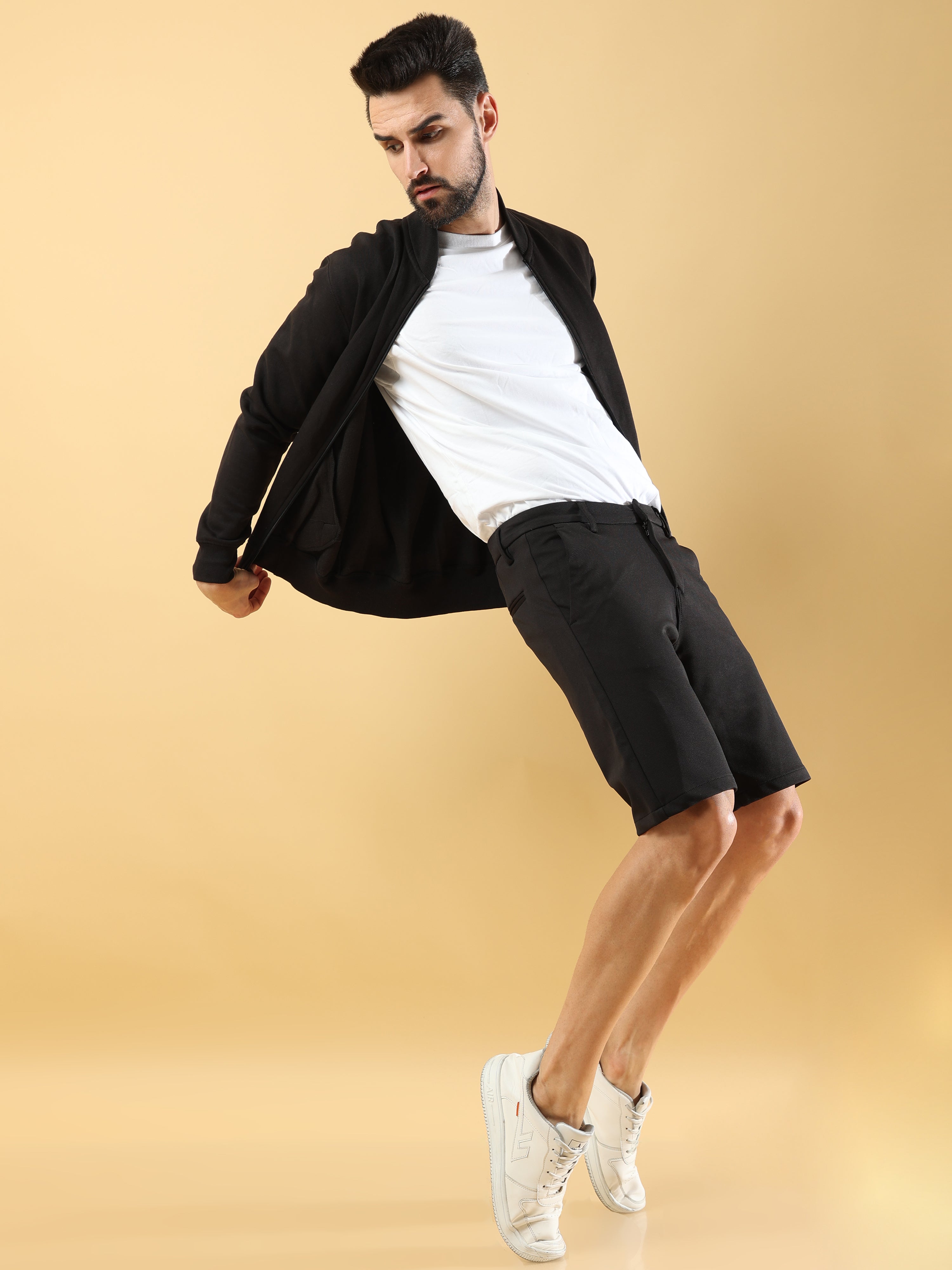 Power Stretch Black Shorts for Men 