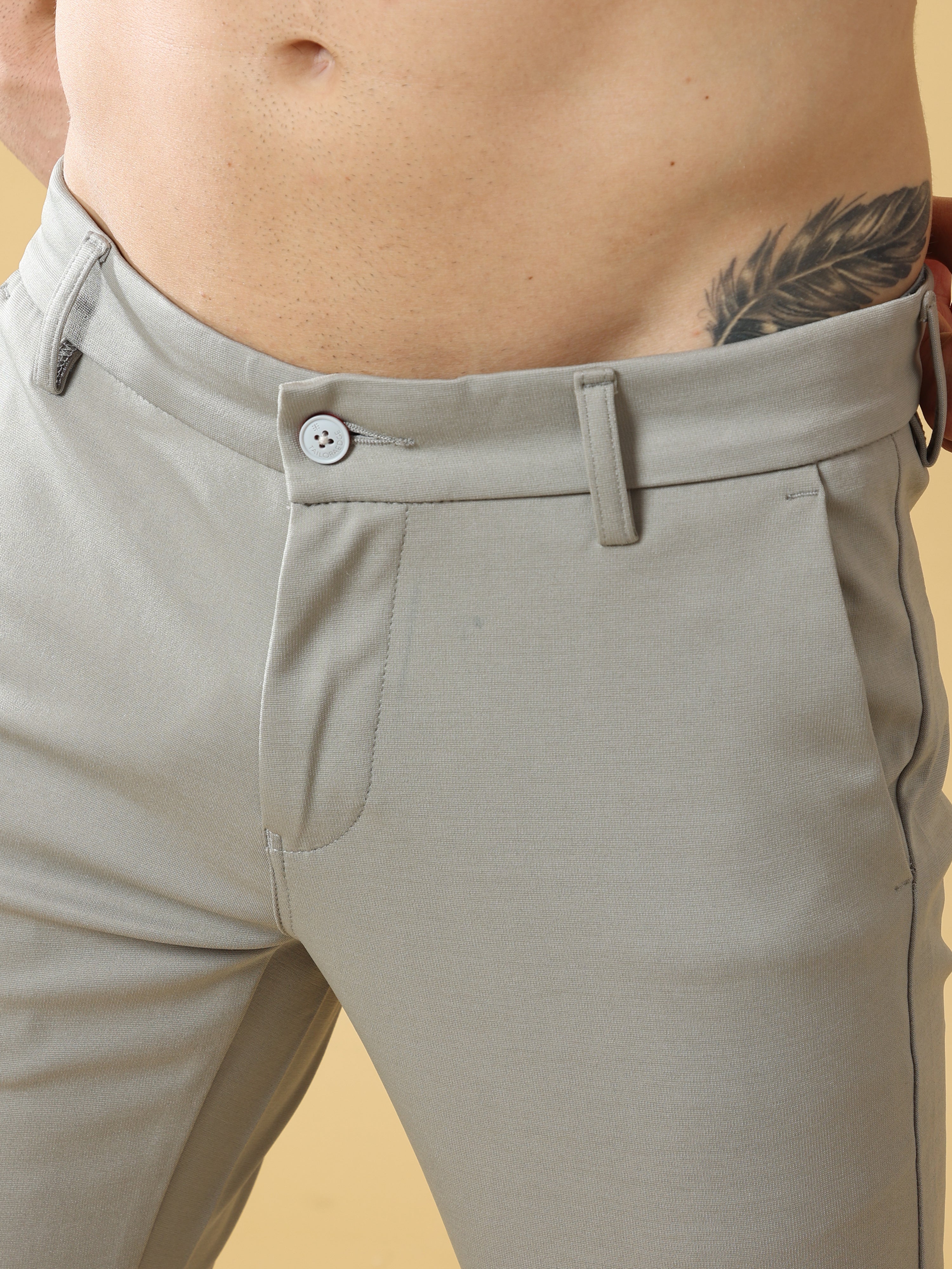 Stretchable Cloud Grey Lycra Trouser