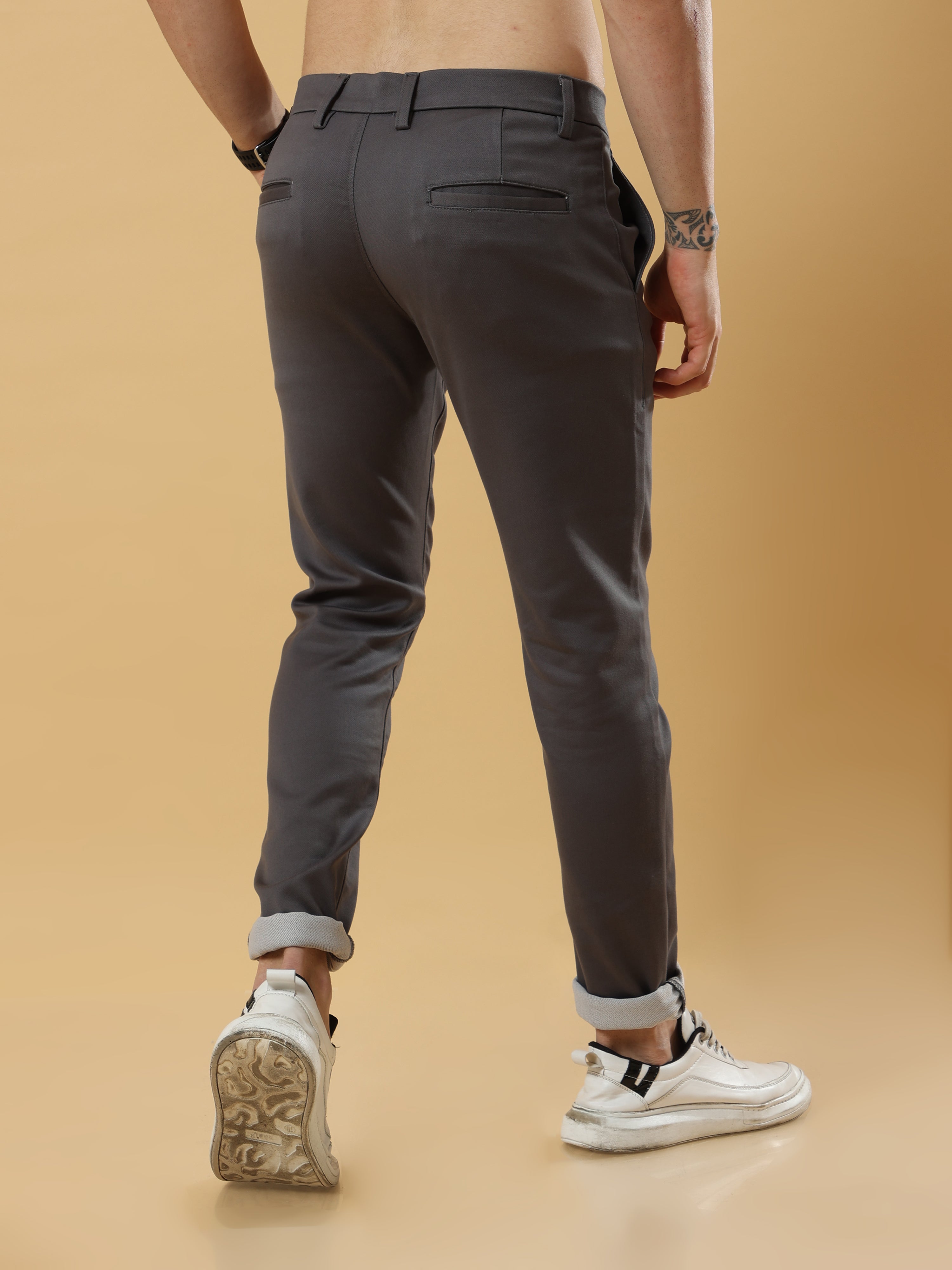 Double Cloth Cotton Dark Grey Trouser