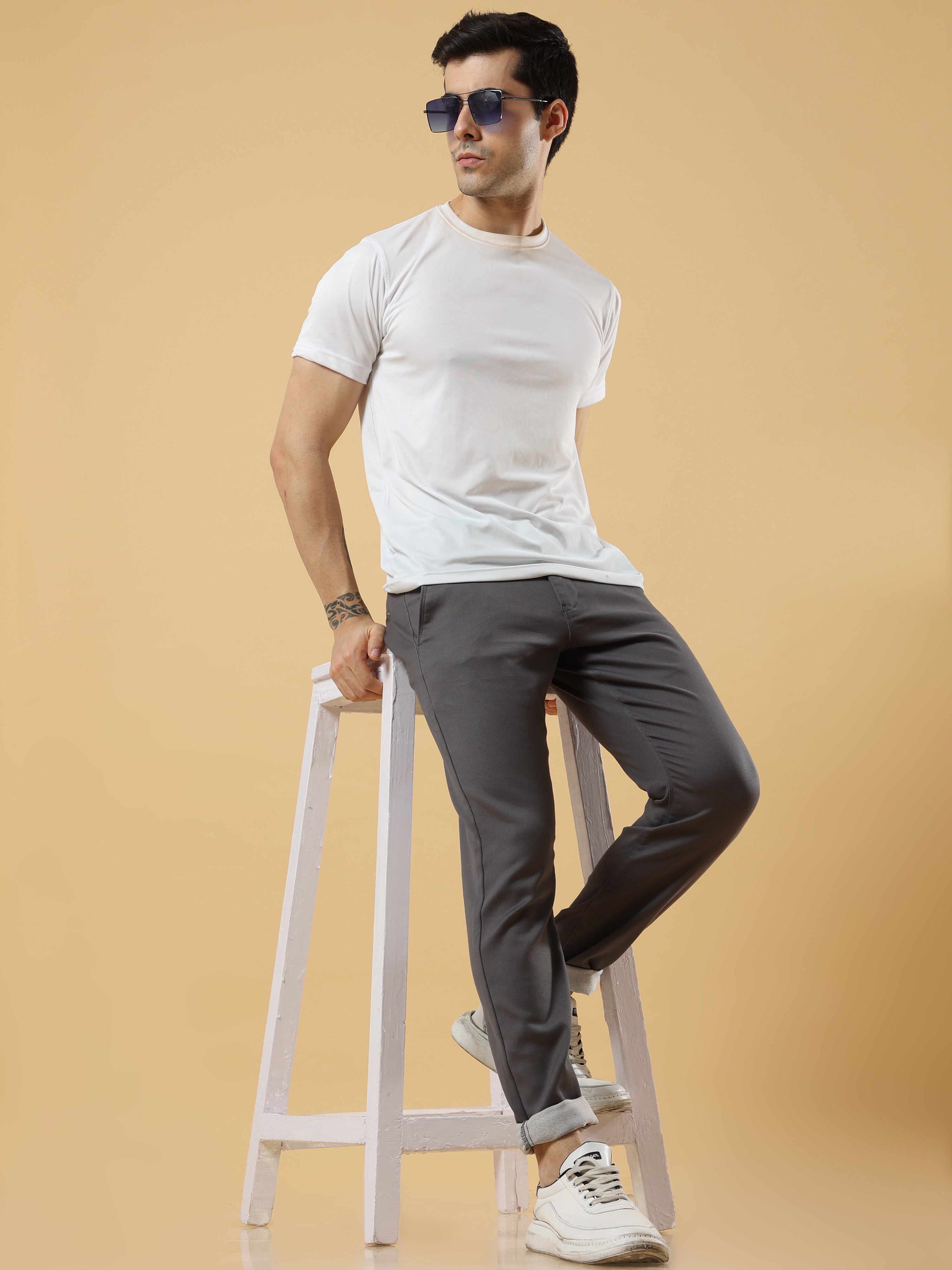 Double Cloth Cotton Dark Grey Trouser