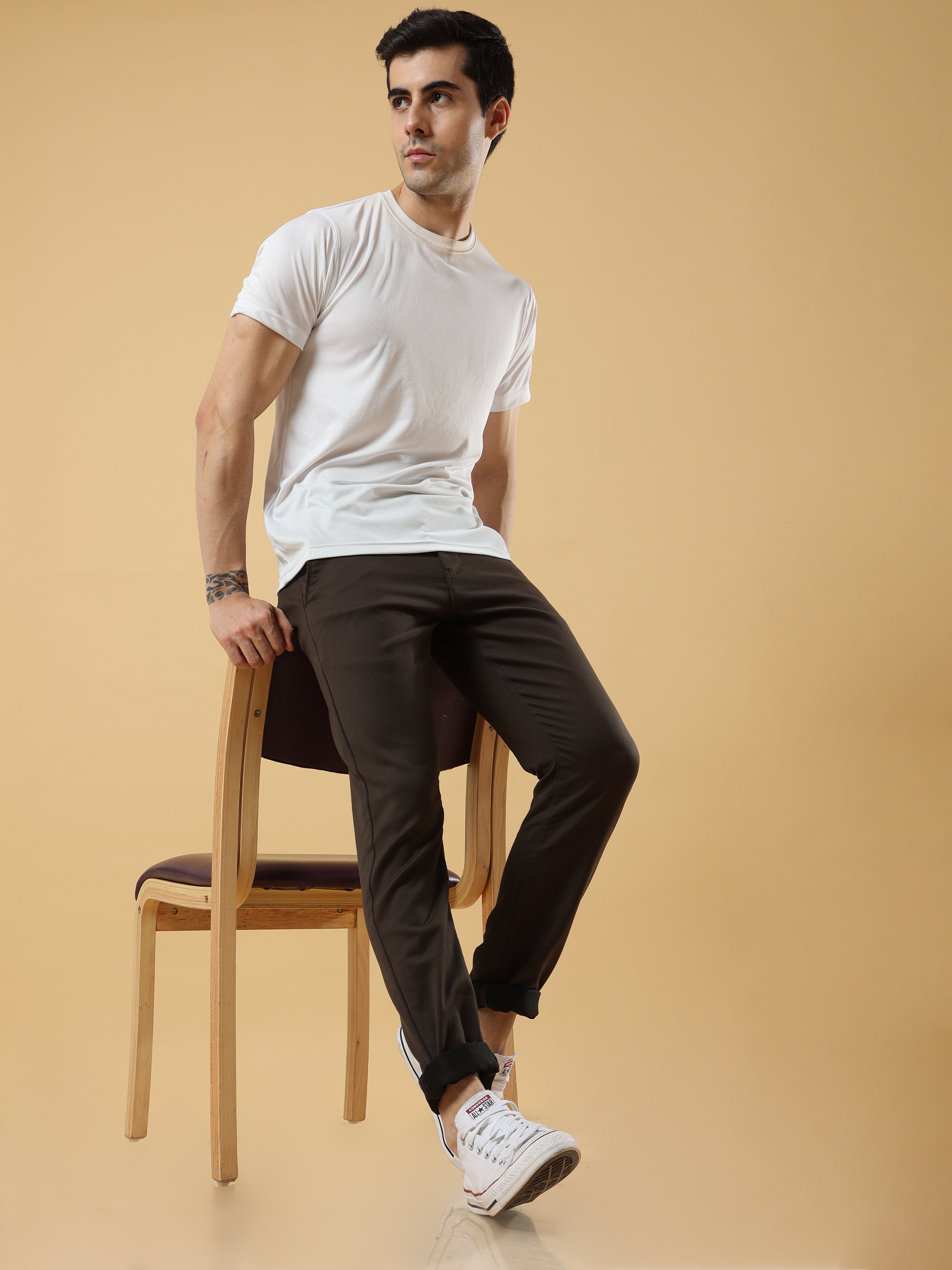 Double Cloth Cotton Caramel Brown Trouser