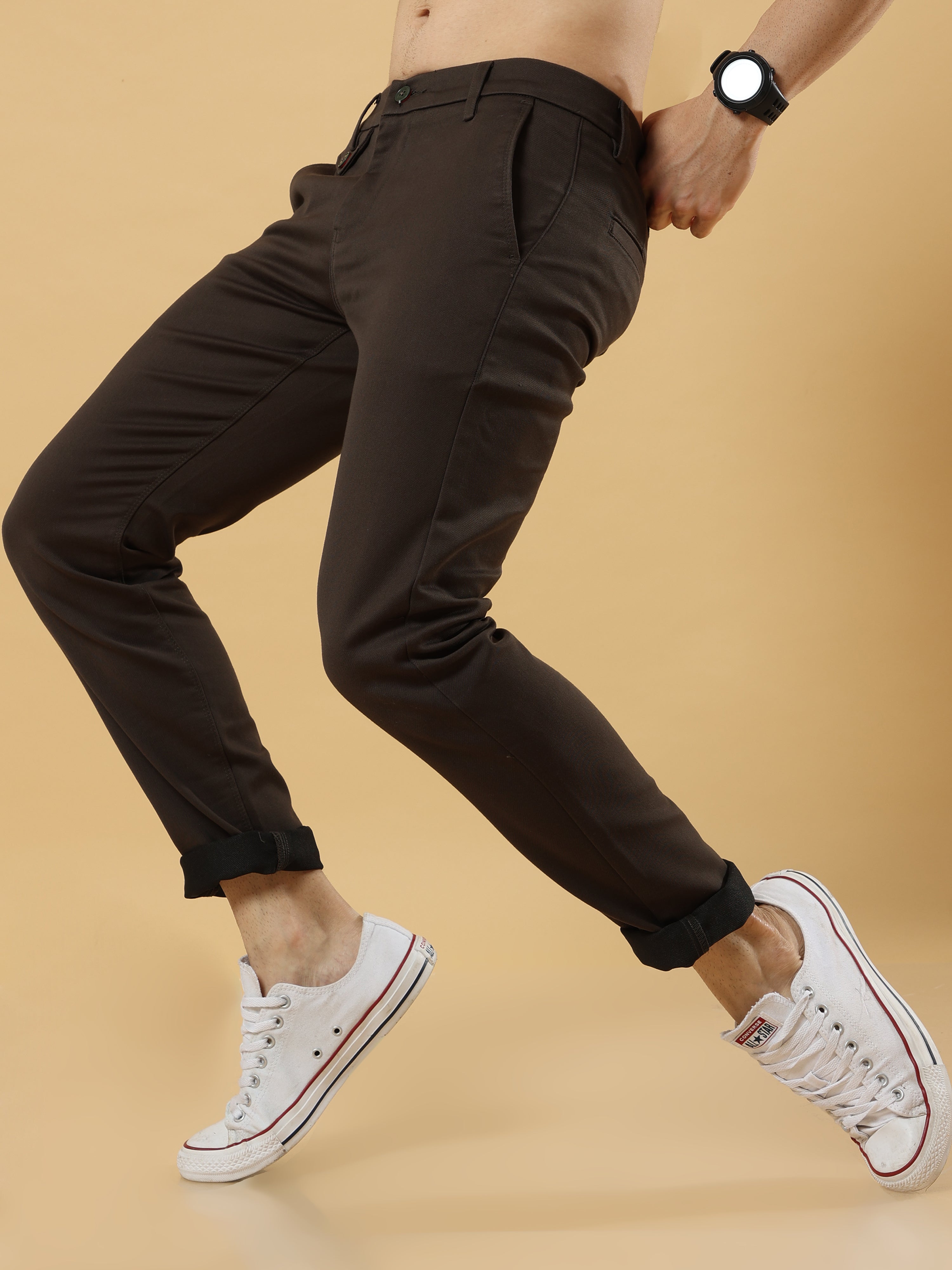 Double Cloth Cotton Caramel Brown Trouser