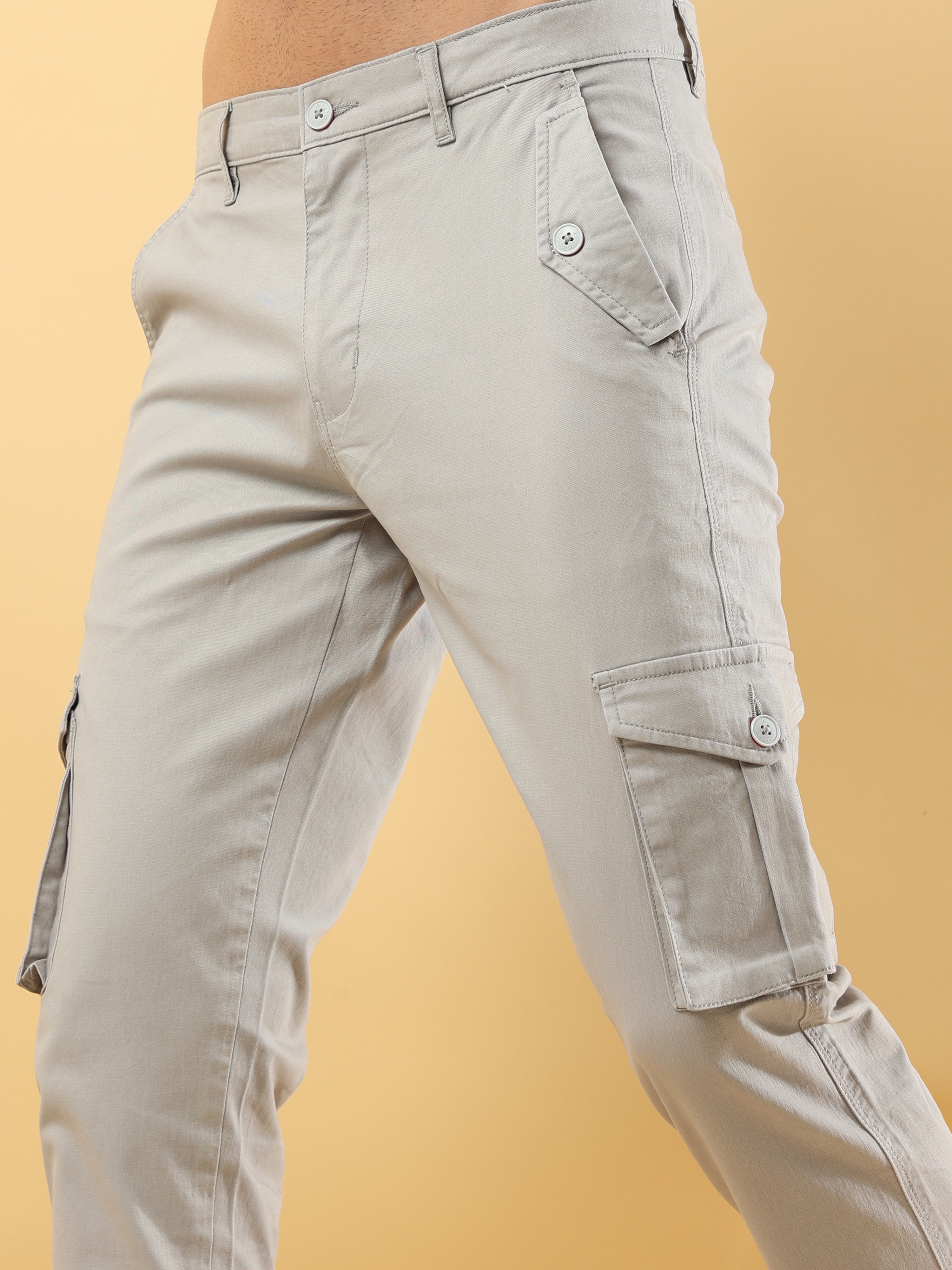 Slim Fit Light Grey Cargo Trouser
