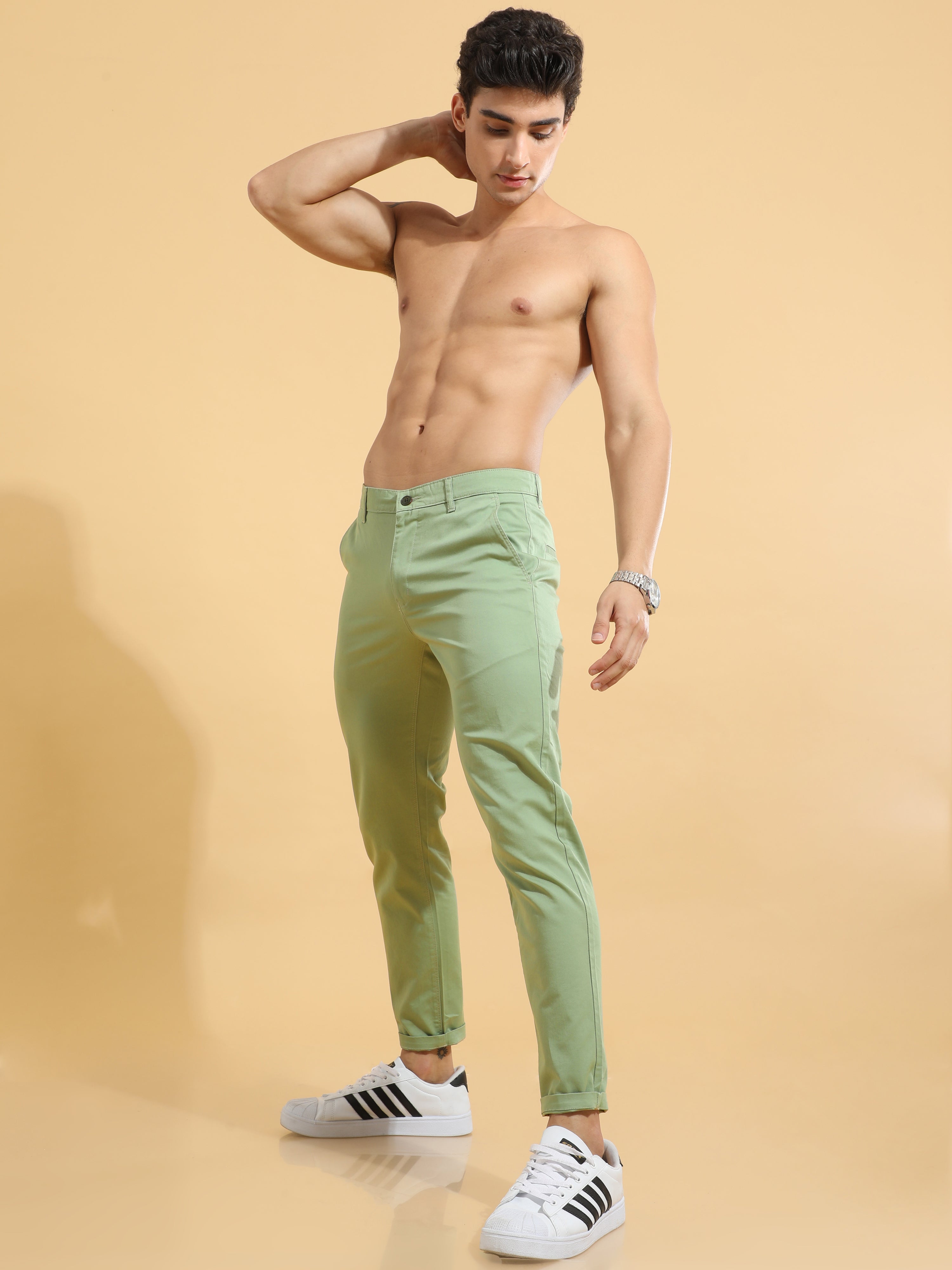 Green trousers mens 