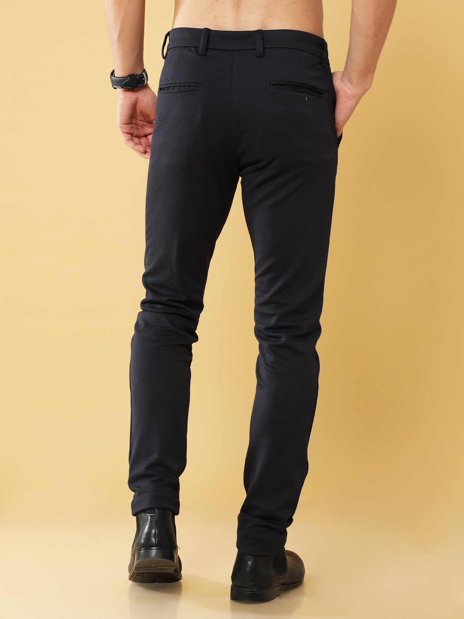 Jacquard Power Stretch Black Trouser