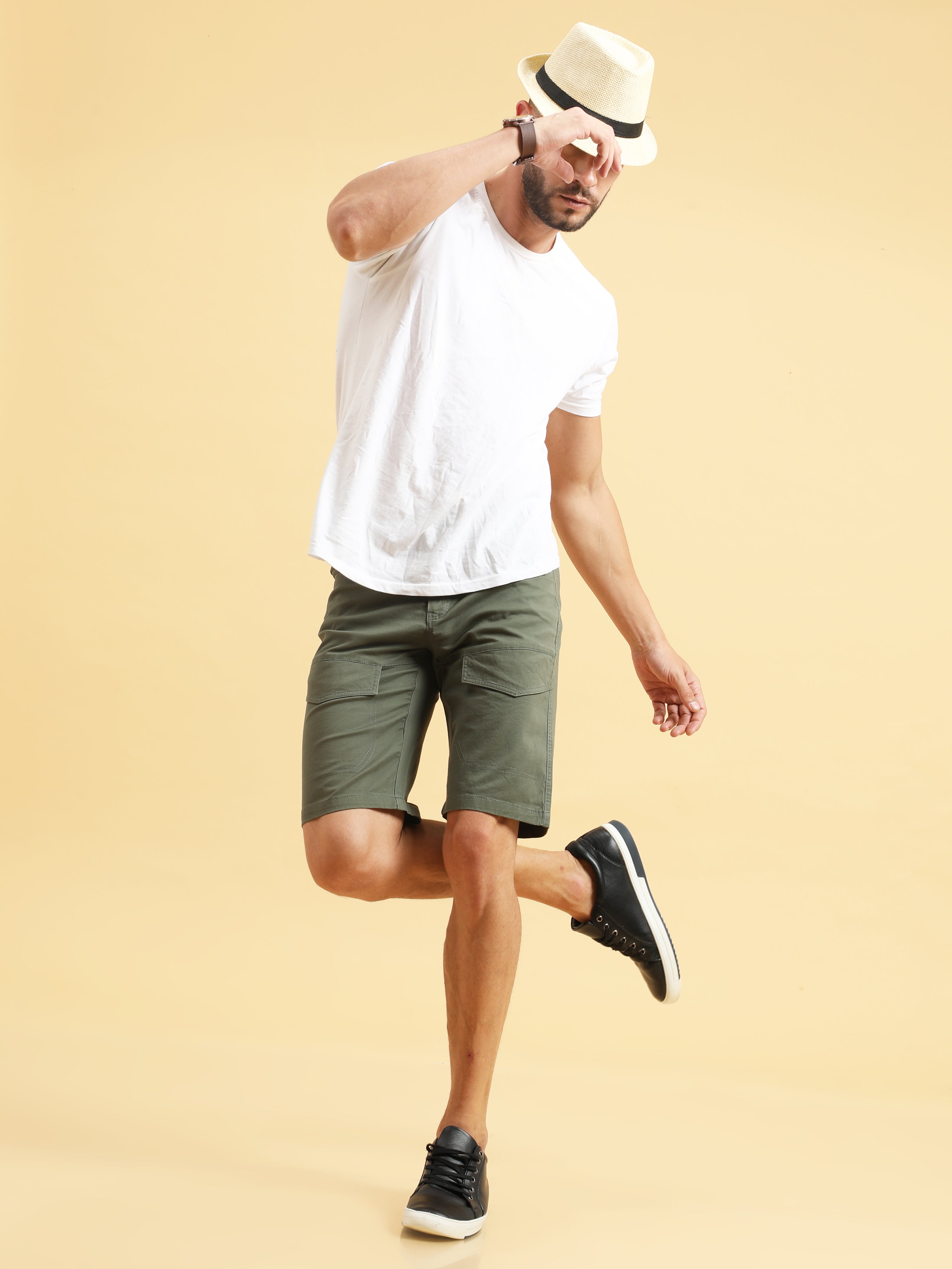 Vibrant Olive Shorts for Men 