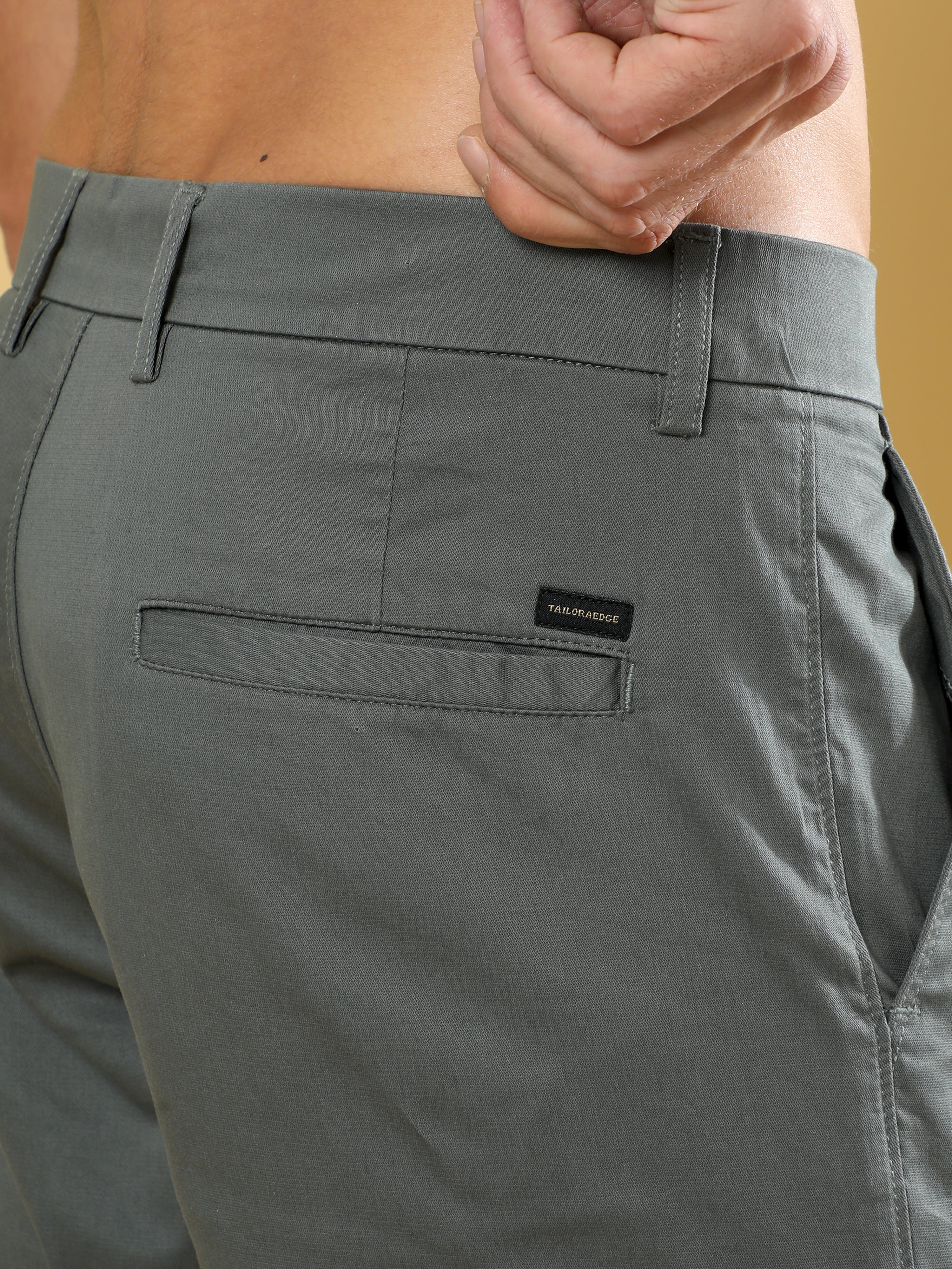 Cotton Dobby Grey Lycra Chino