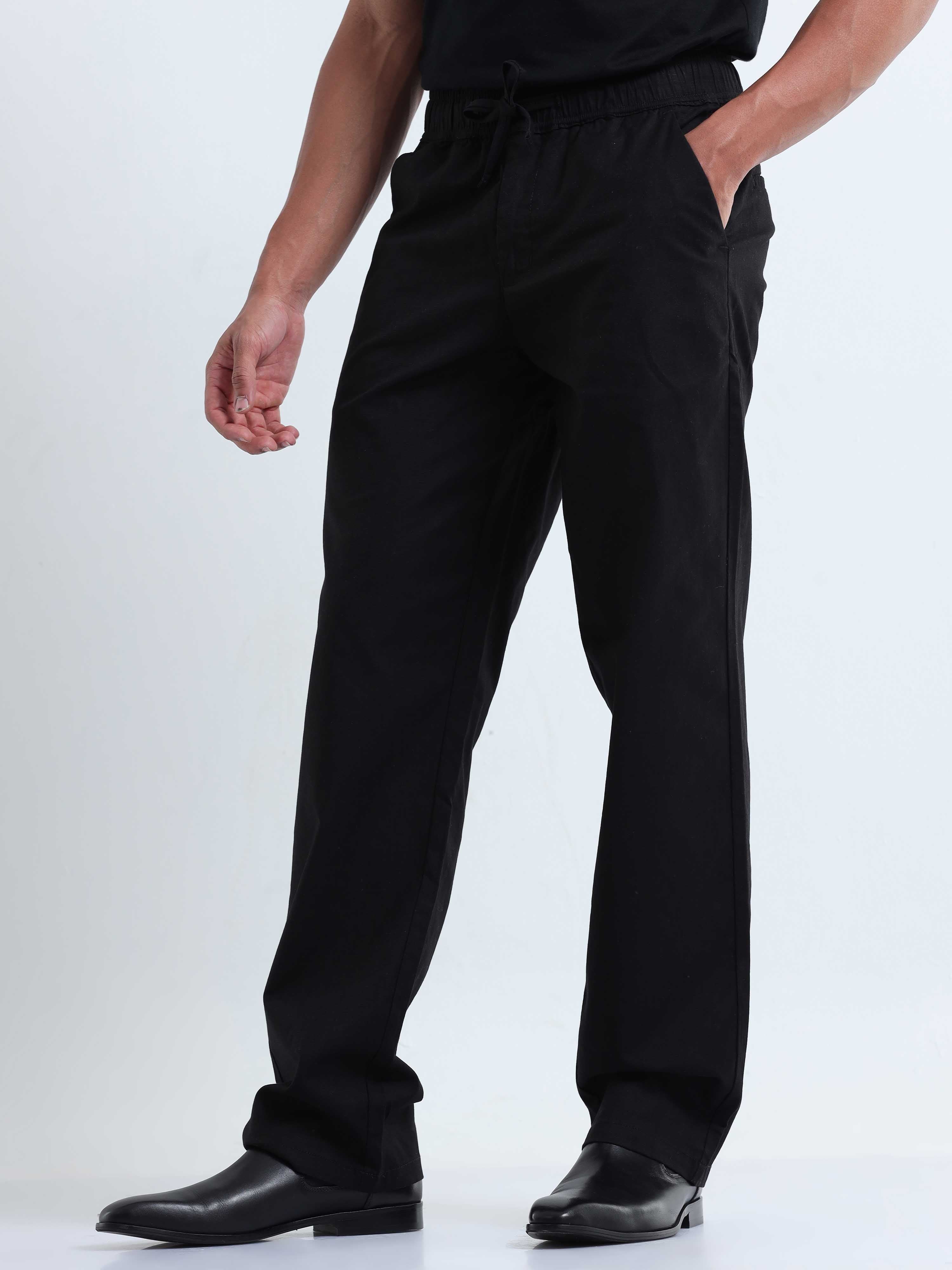 Verve Structural Black Relaxed Pants for Men 
