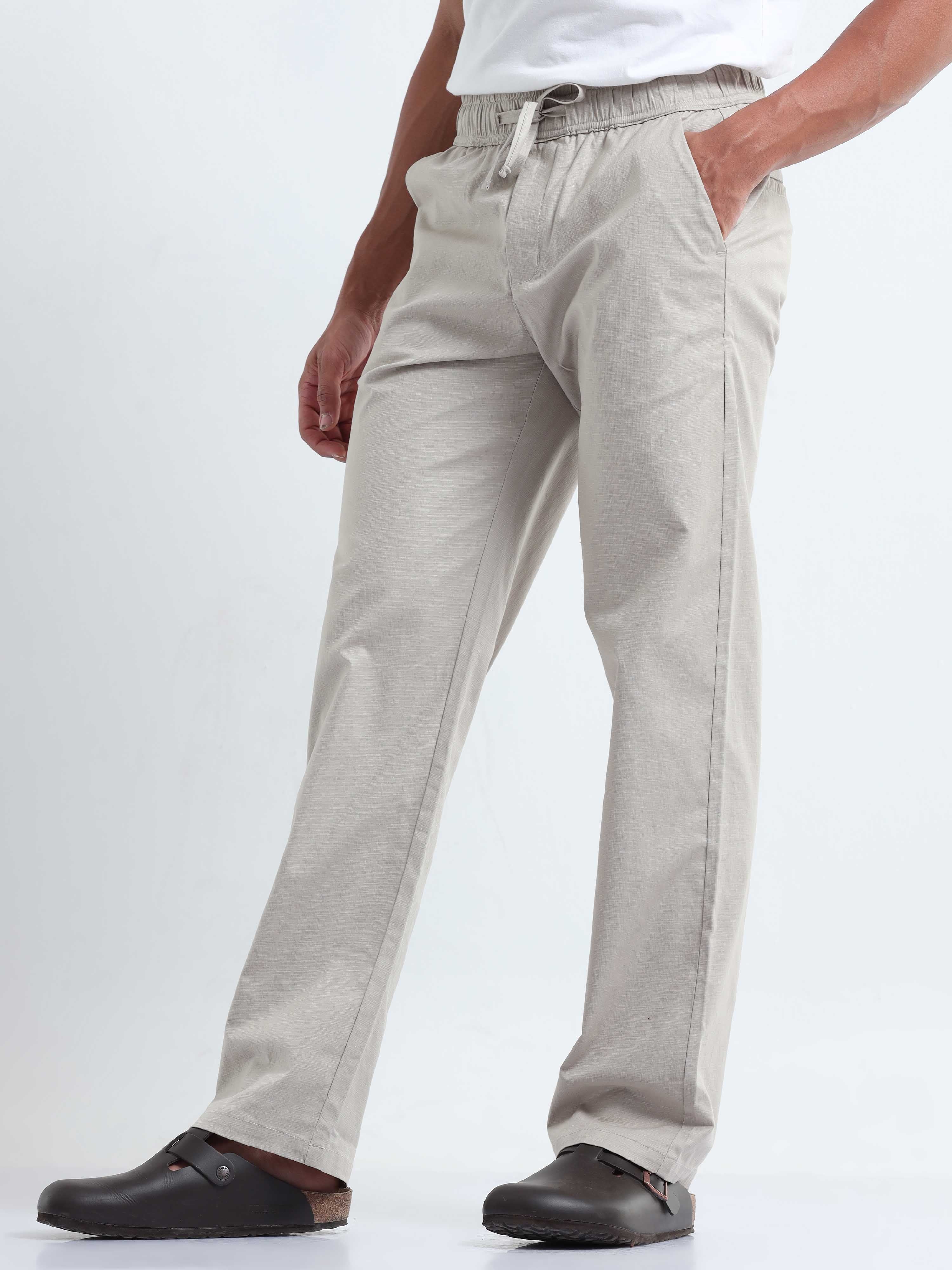 Beige Relaxed Pants for Men