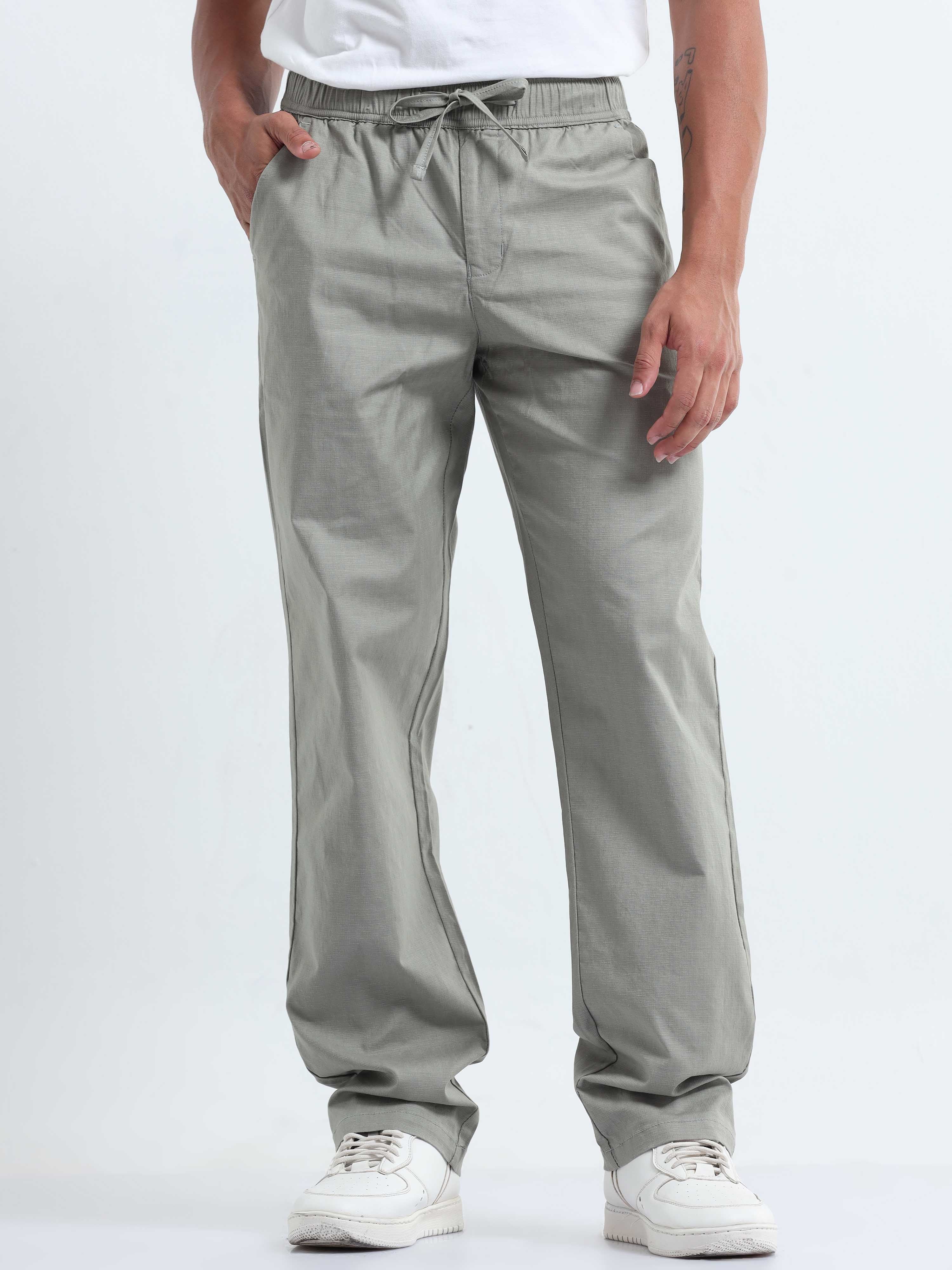 Verve Structural Olive Relaxed Pants for Men 