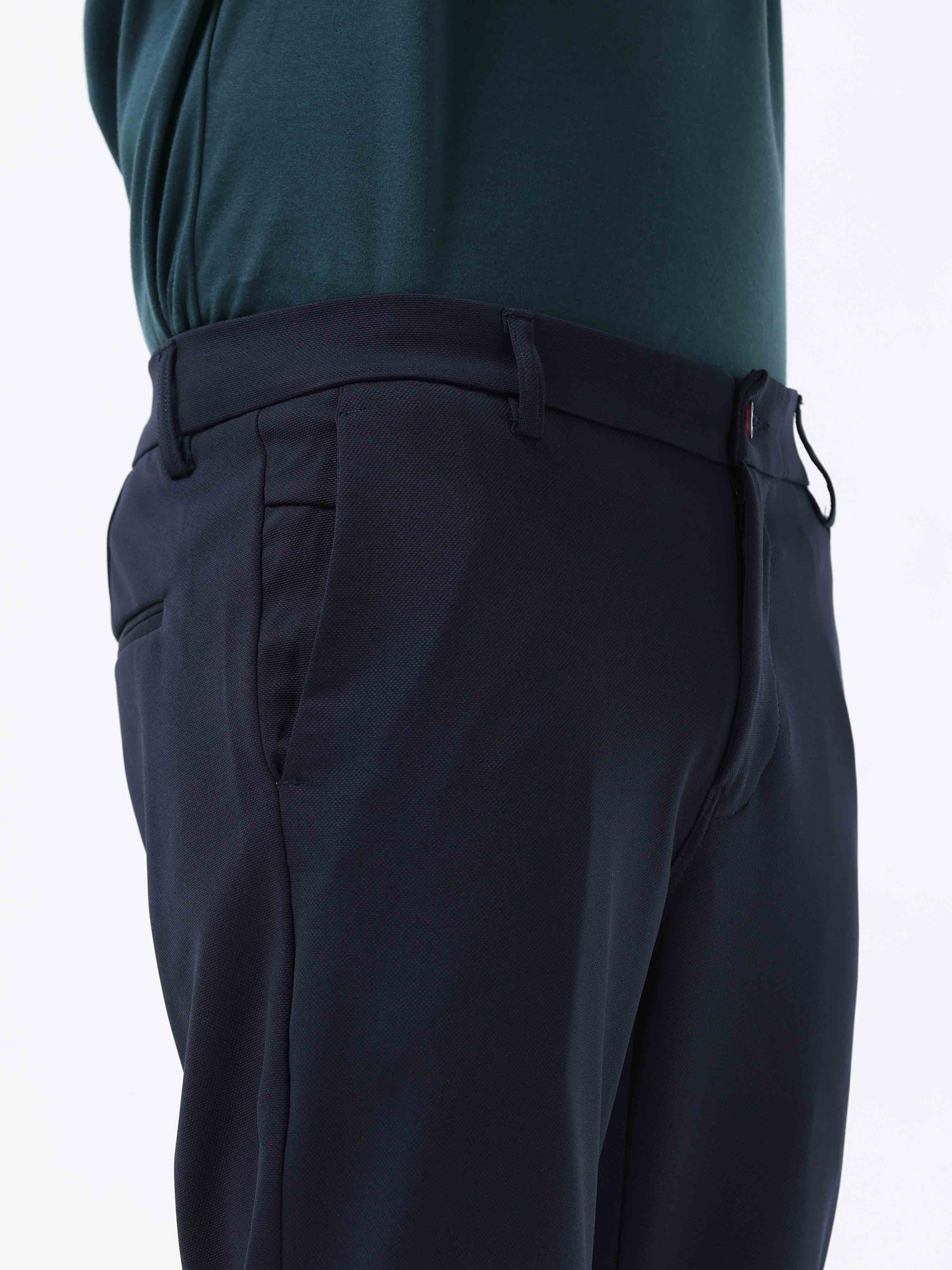 4-Way Stretch Formal Trousers in Mel Blue- Slim Fit