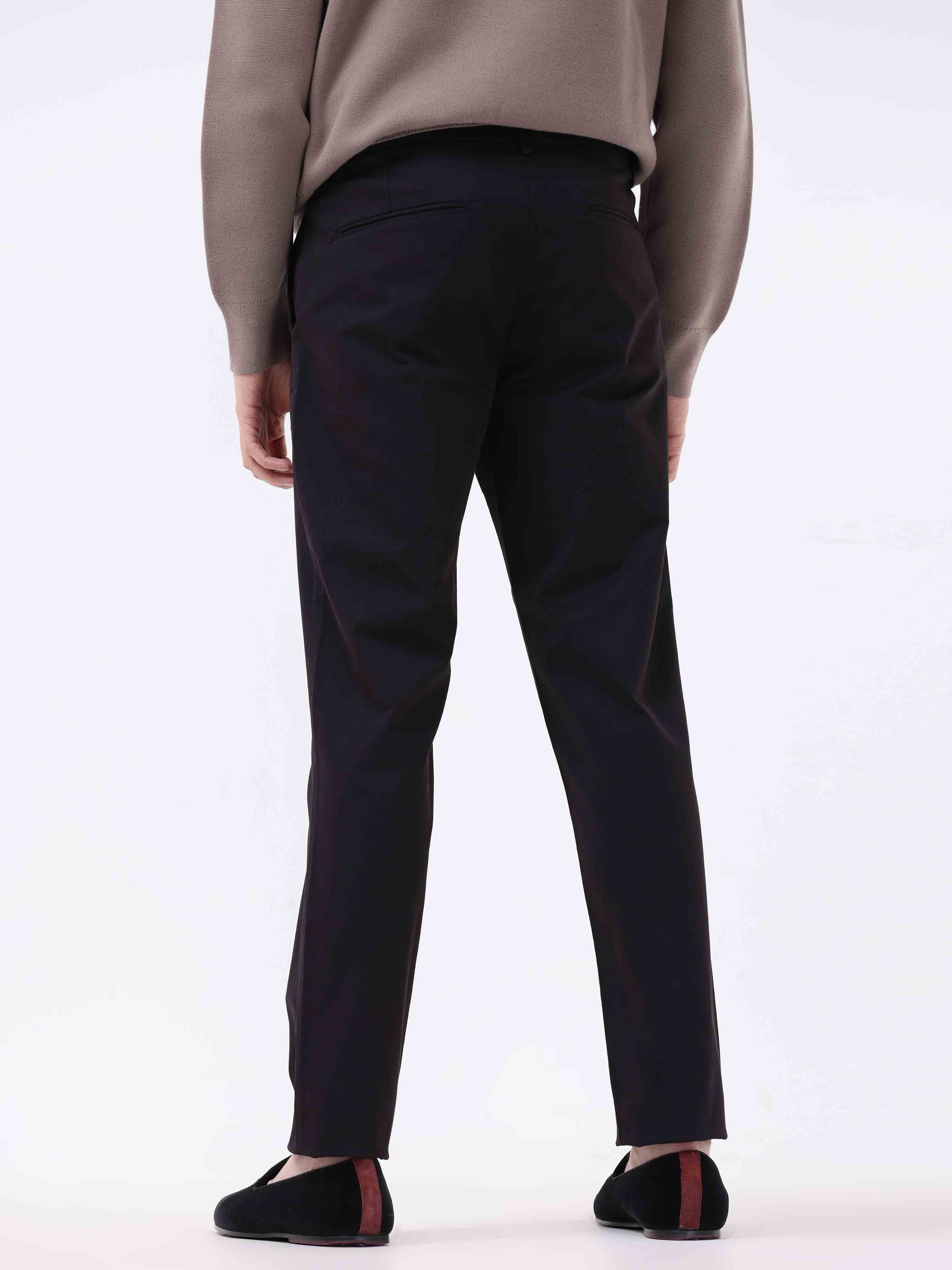 Essential Pleated Black Fine Twill Pant