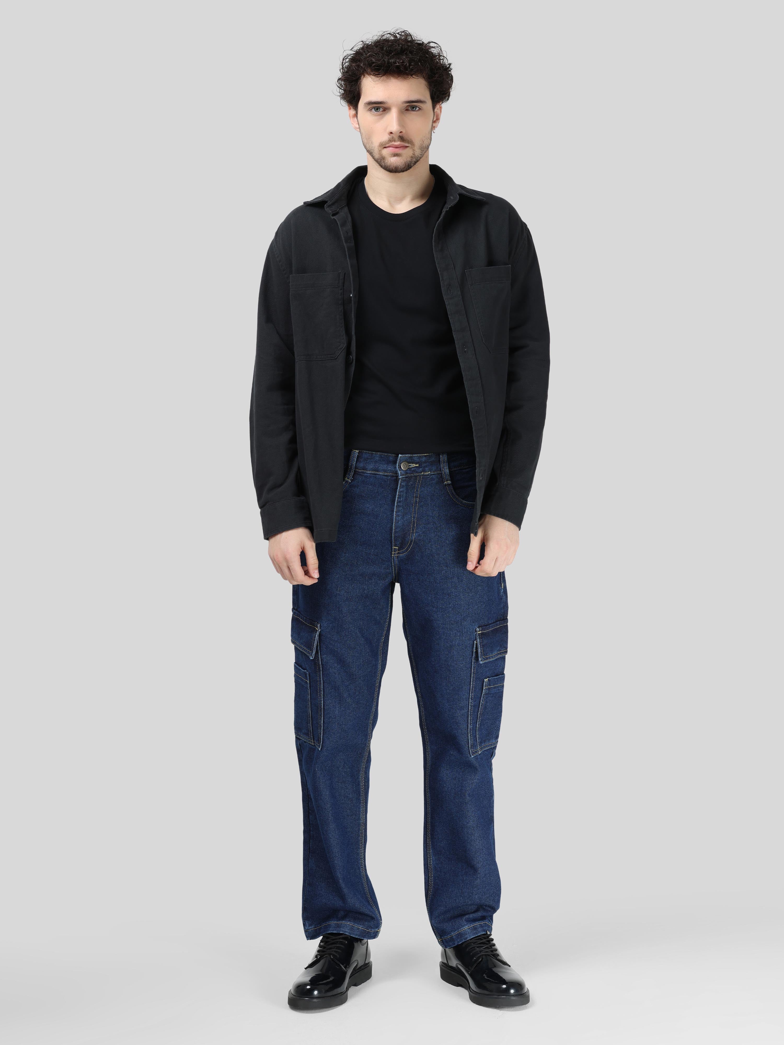 Shop Trendy Nile Blue Cargo Denim Jeans for Men Online