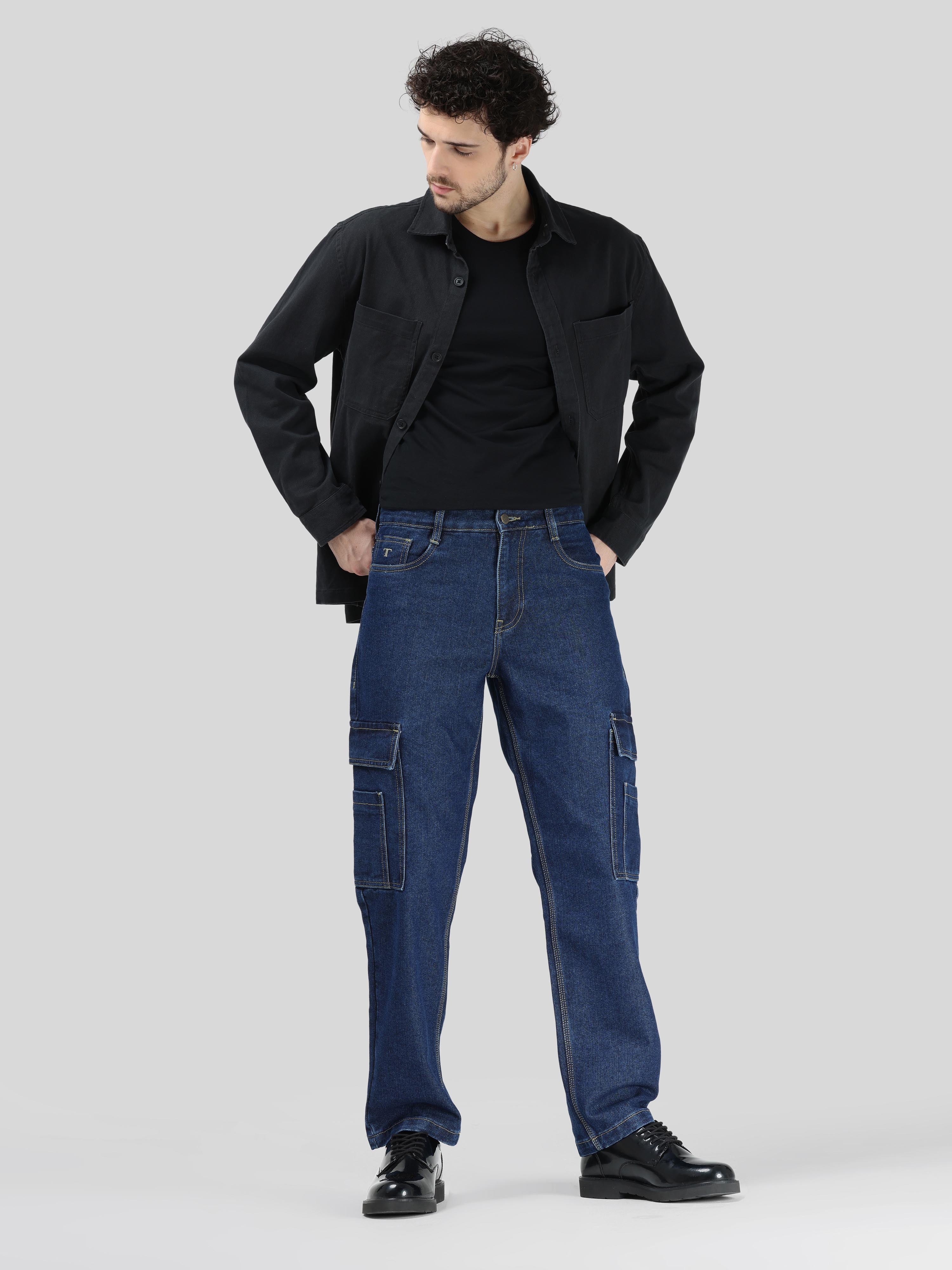 Nile Blue Relaxed Fit Denim Cargo