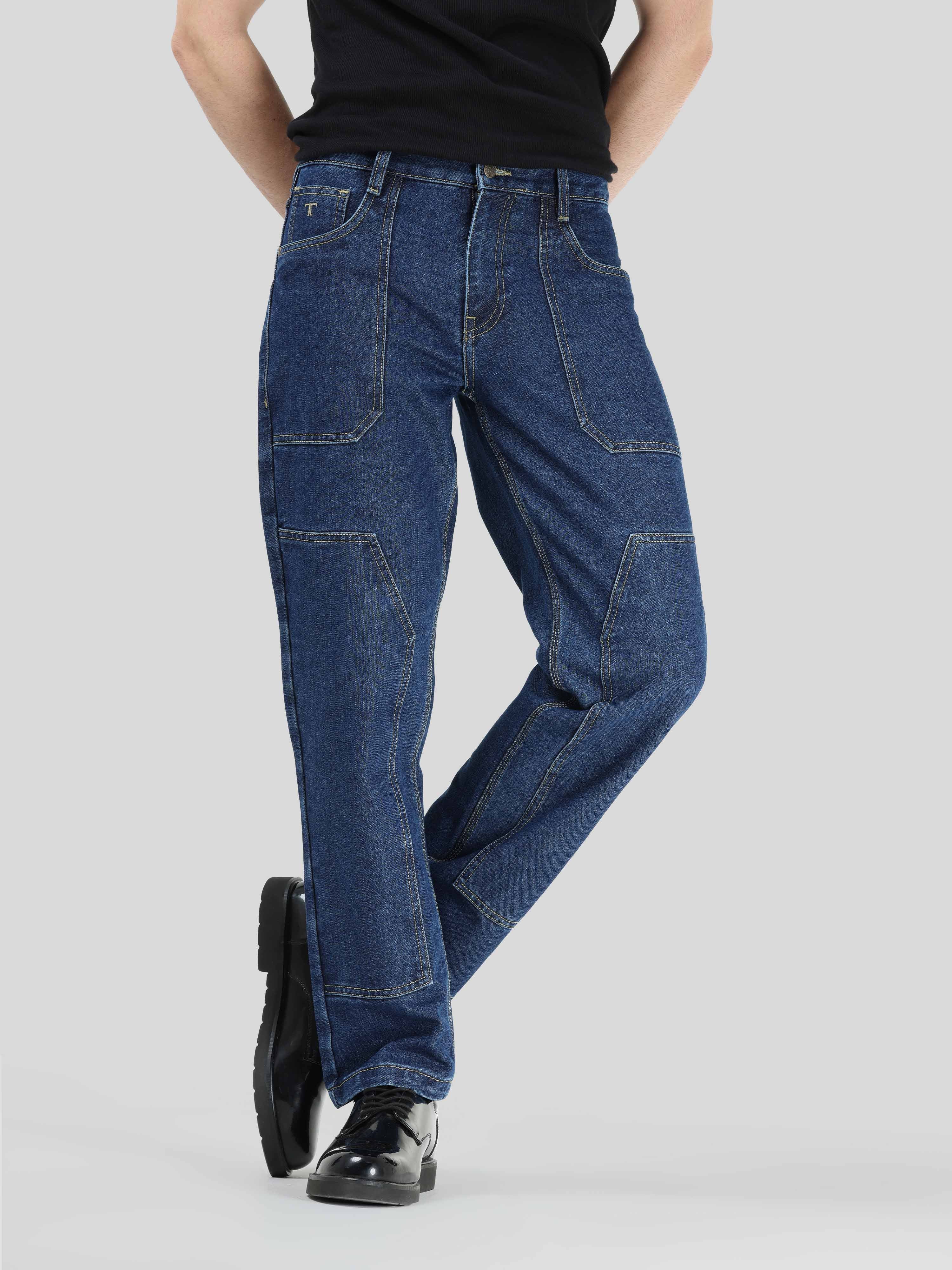 Rhino Dark Blue Relaxed Fit Denim Cargo