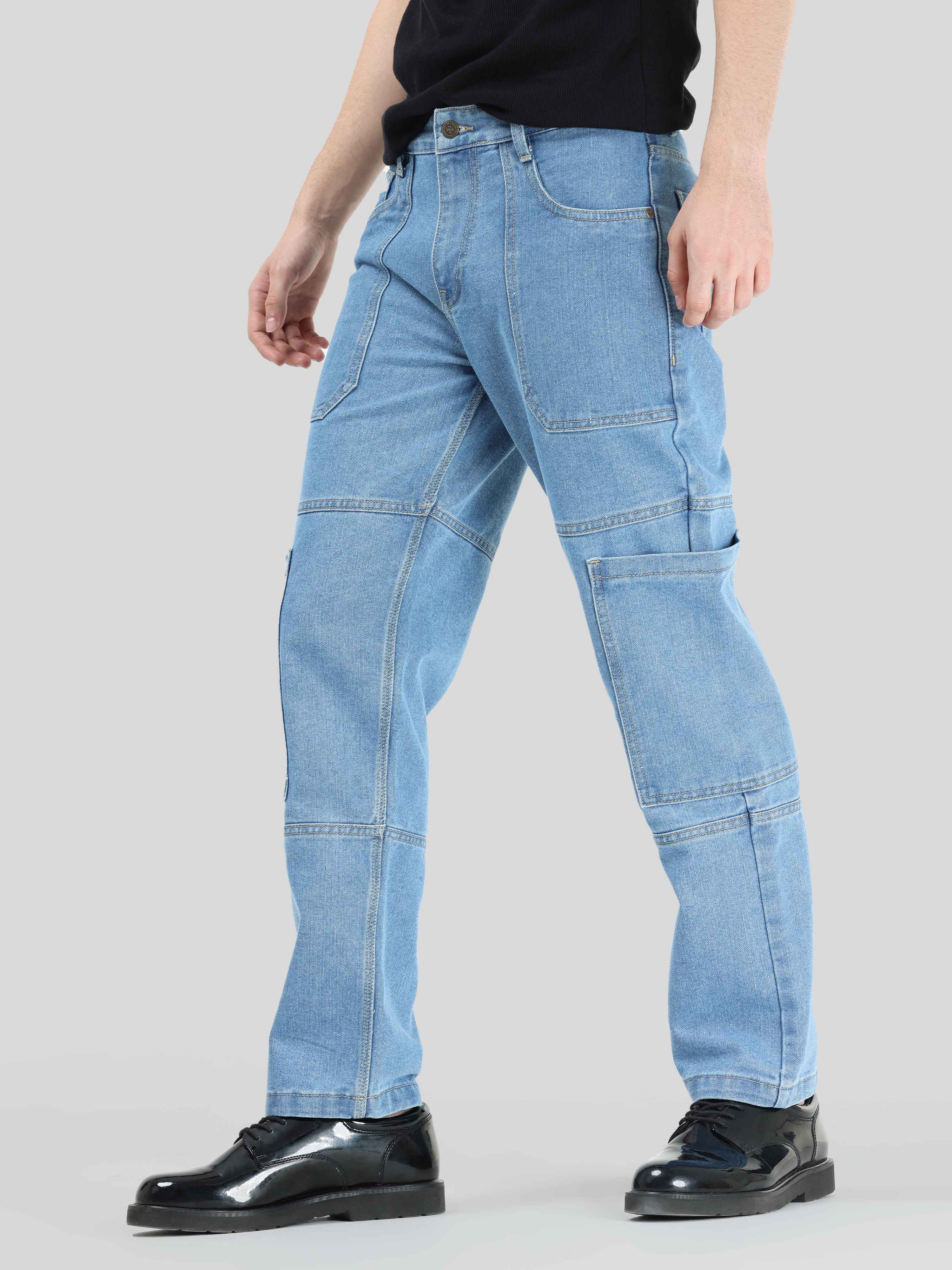 Buy Latest Hippe Light Blue Cargo Denim Jeans Mens Online