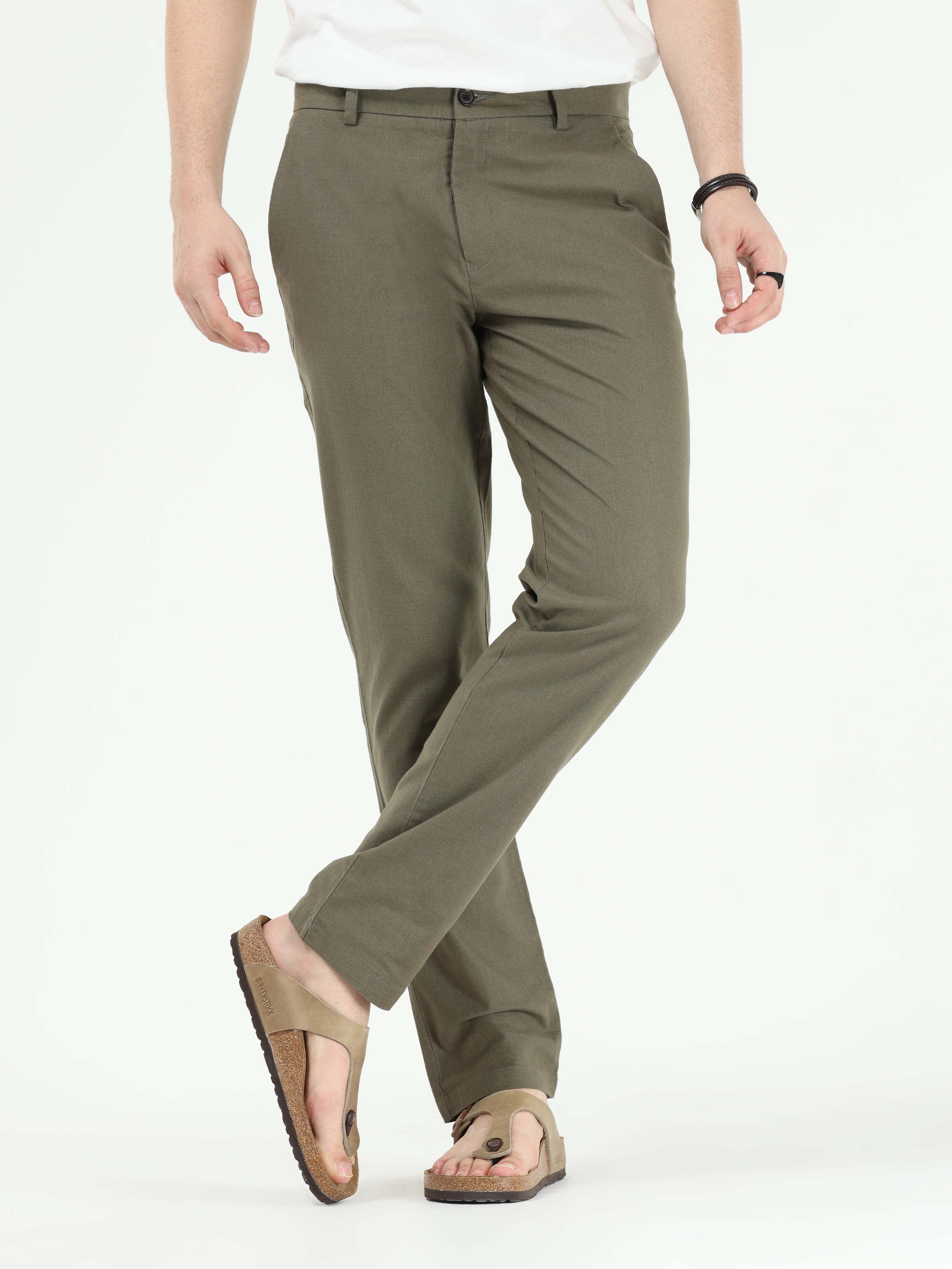 Timeless Cotton Pine Olive Linen Chino