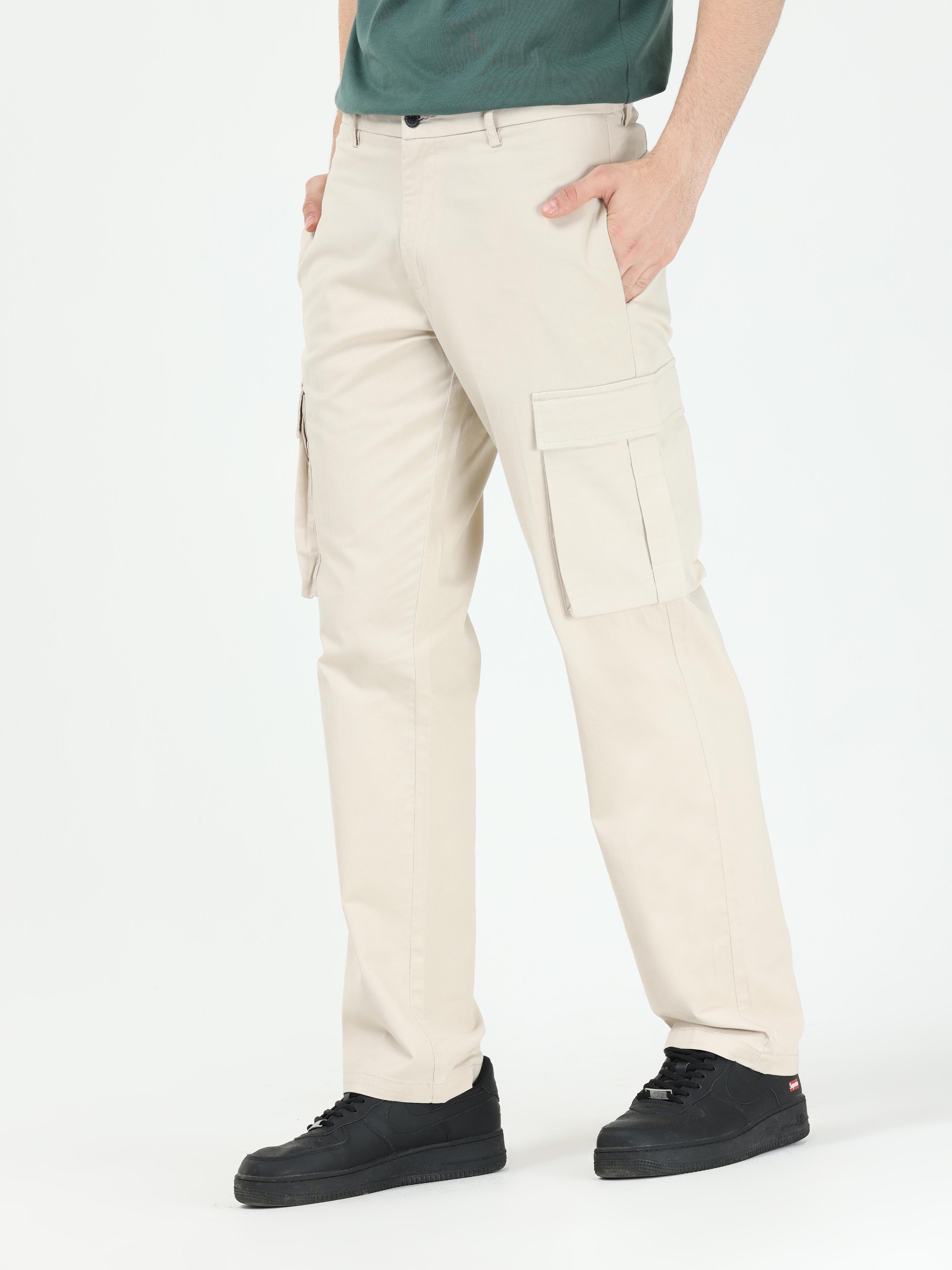 Order CLOTHINK India Women Cargo Relaxed Lycra Blend Trousers (CREAM)  Online From CLOTHINK INDIA ,New Delhi
