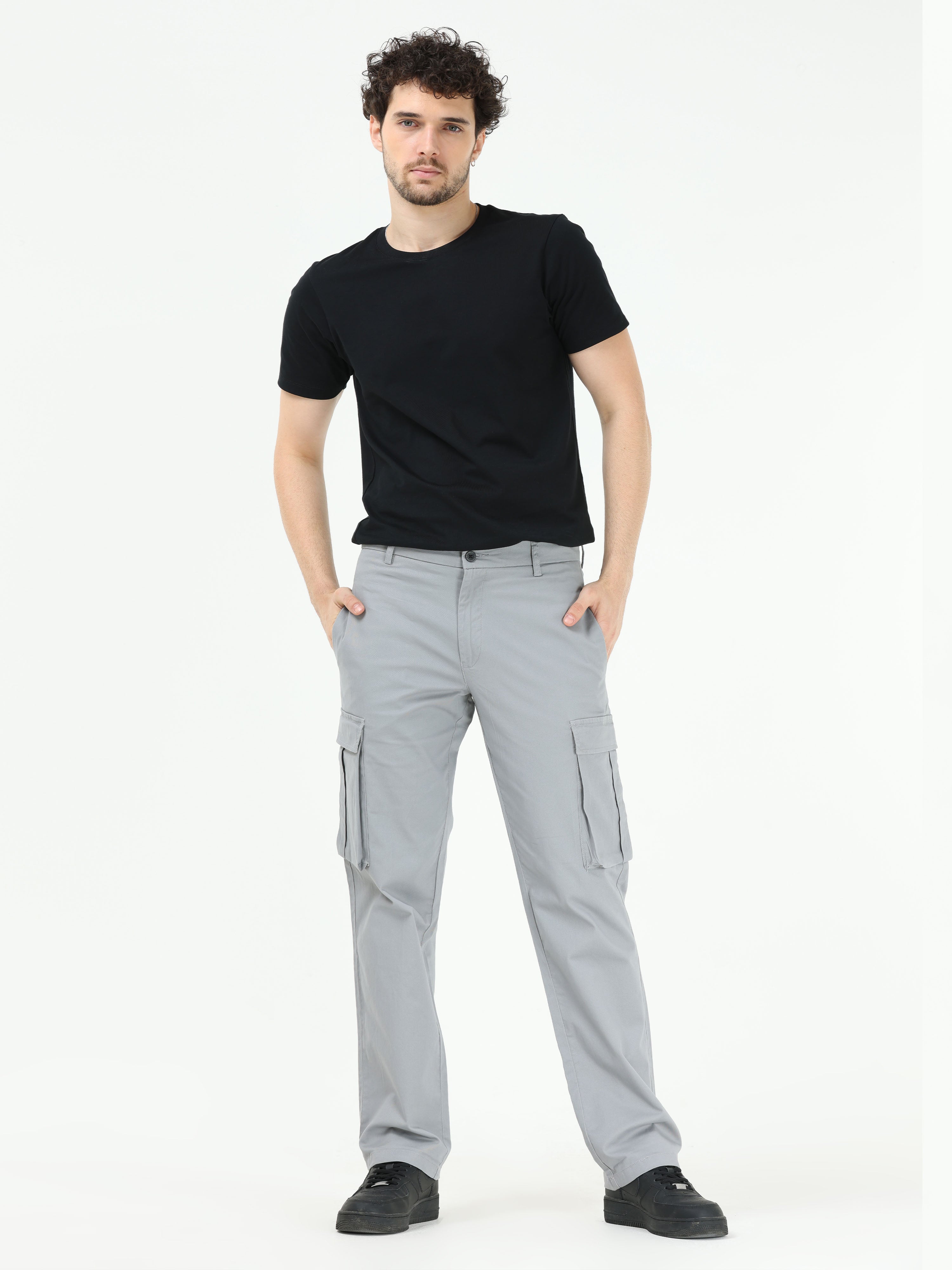 Finest Twill Light Grey Baggy Fit Cargo