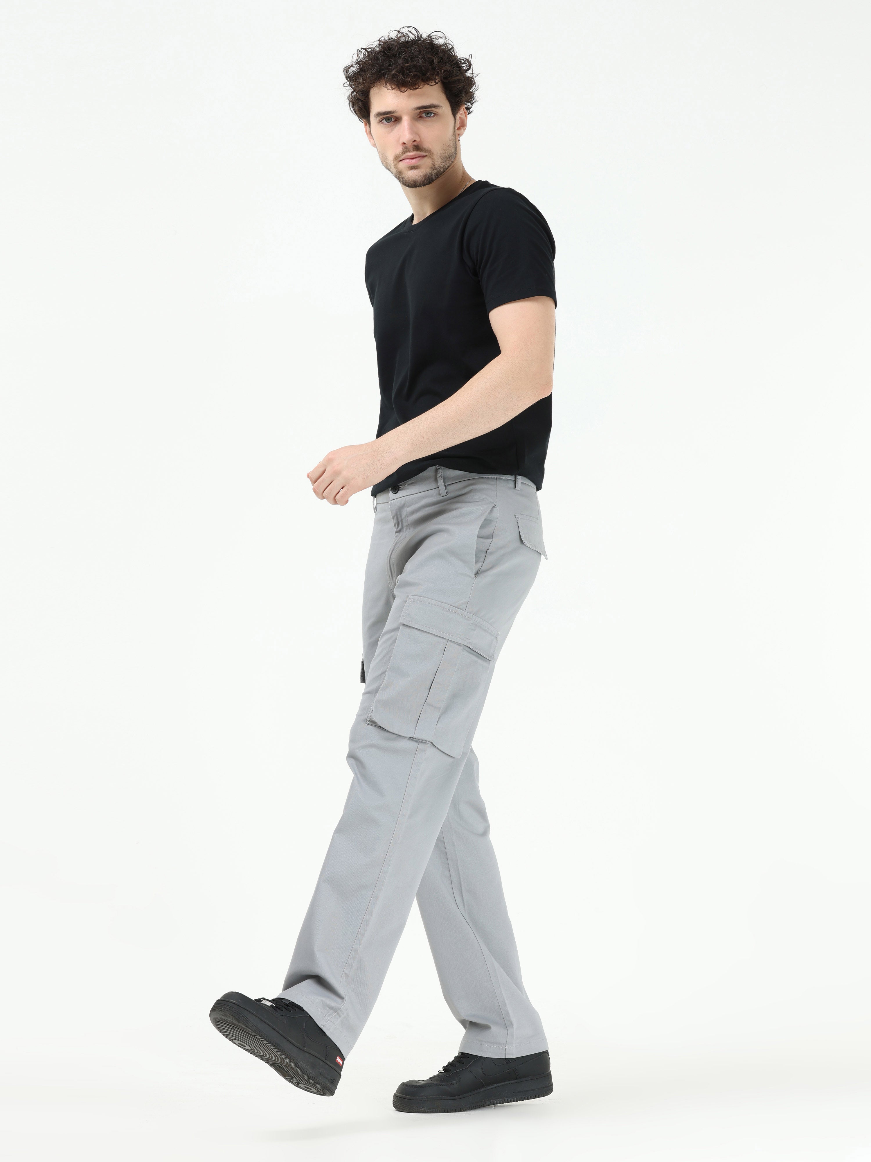 Finest Twill Light Grey Baggy Fit Cargo