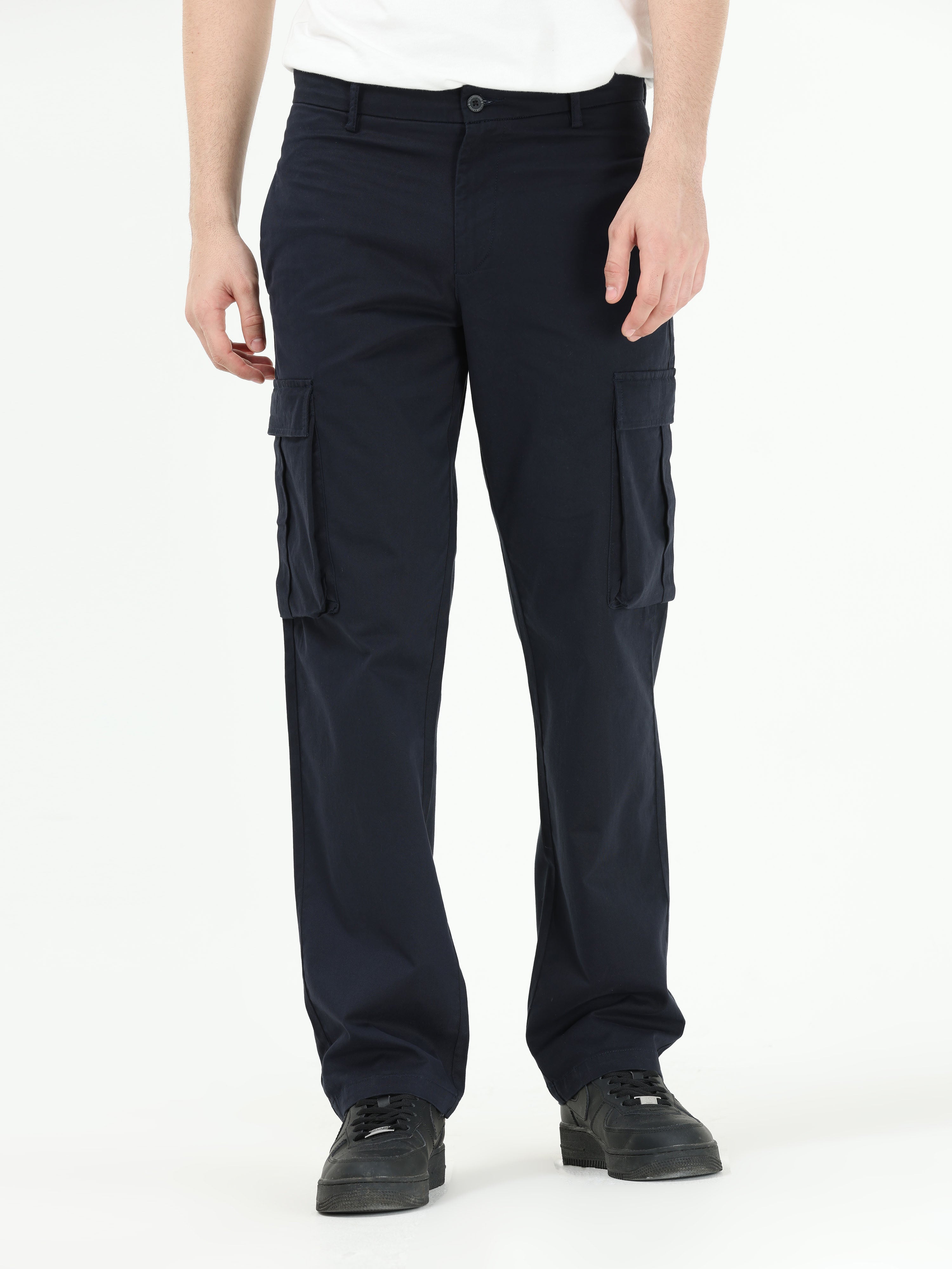 Solid Multi Flap Pockets Men's Straight Leg Cargo Pants - Temu United  Kingdom