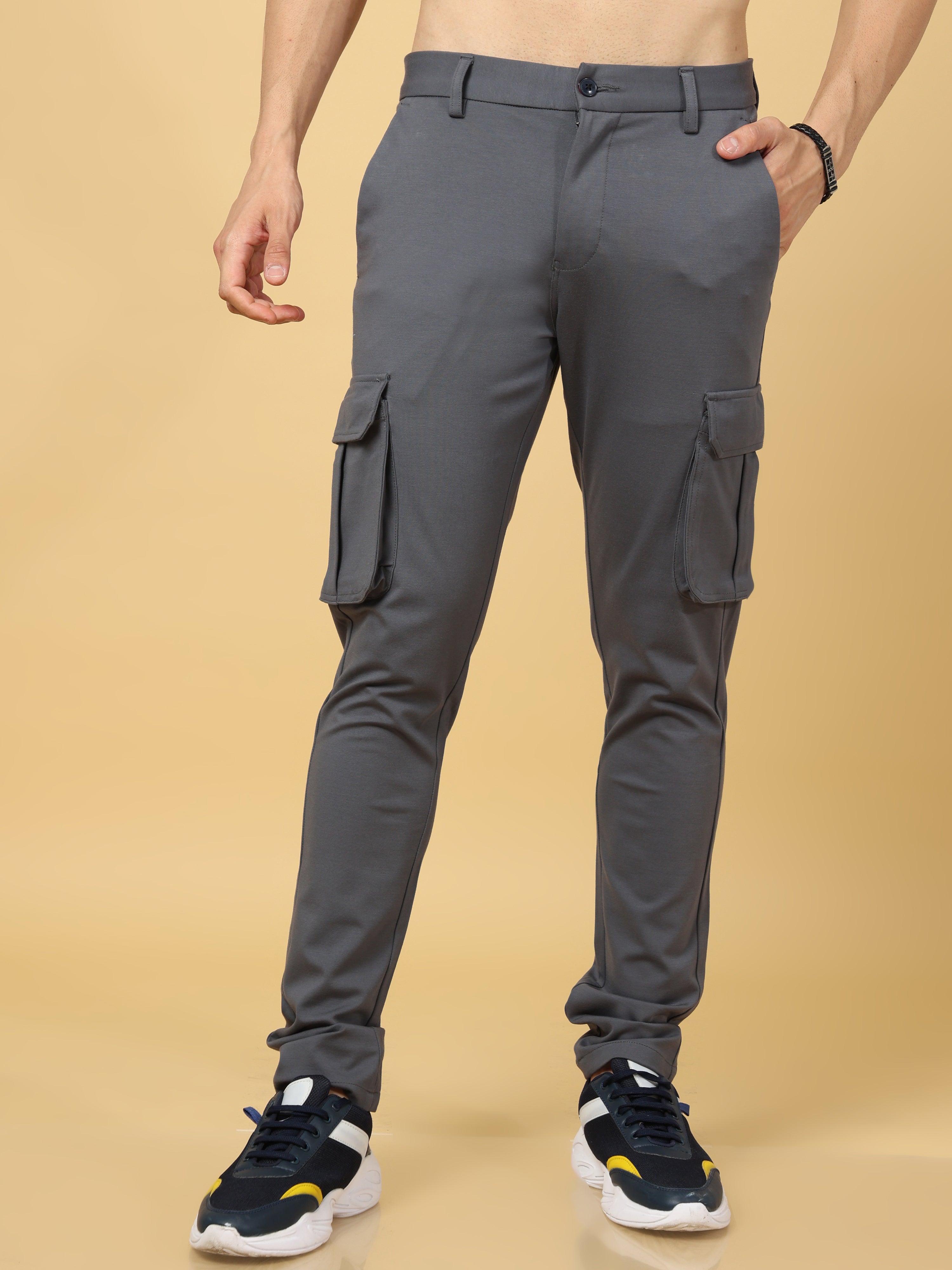 Trendy Solid Cargo Pants Men's Multi Flap Pocket Trousers - Temu