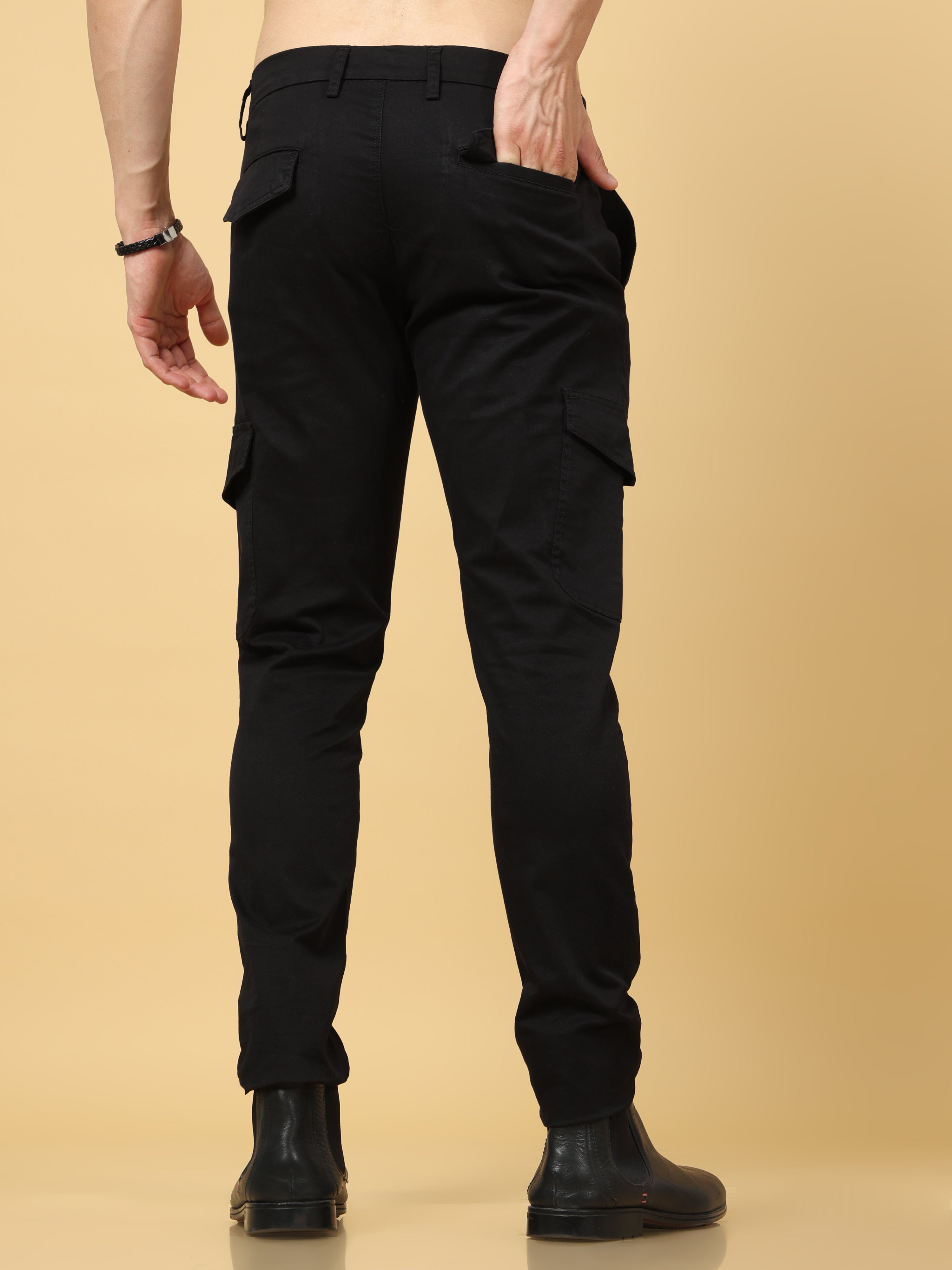 Men's black cargo pants | black cargos | boohoo UK