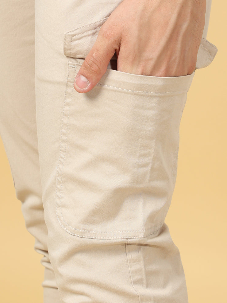 Basic Beige Slim Fit Cargo