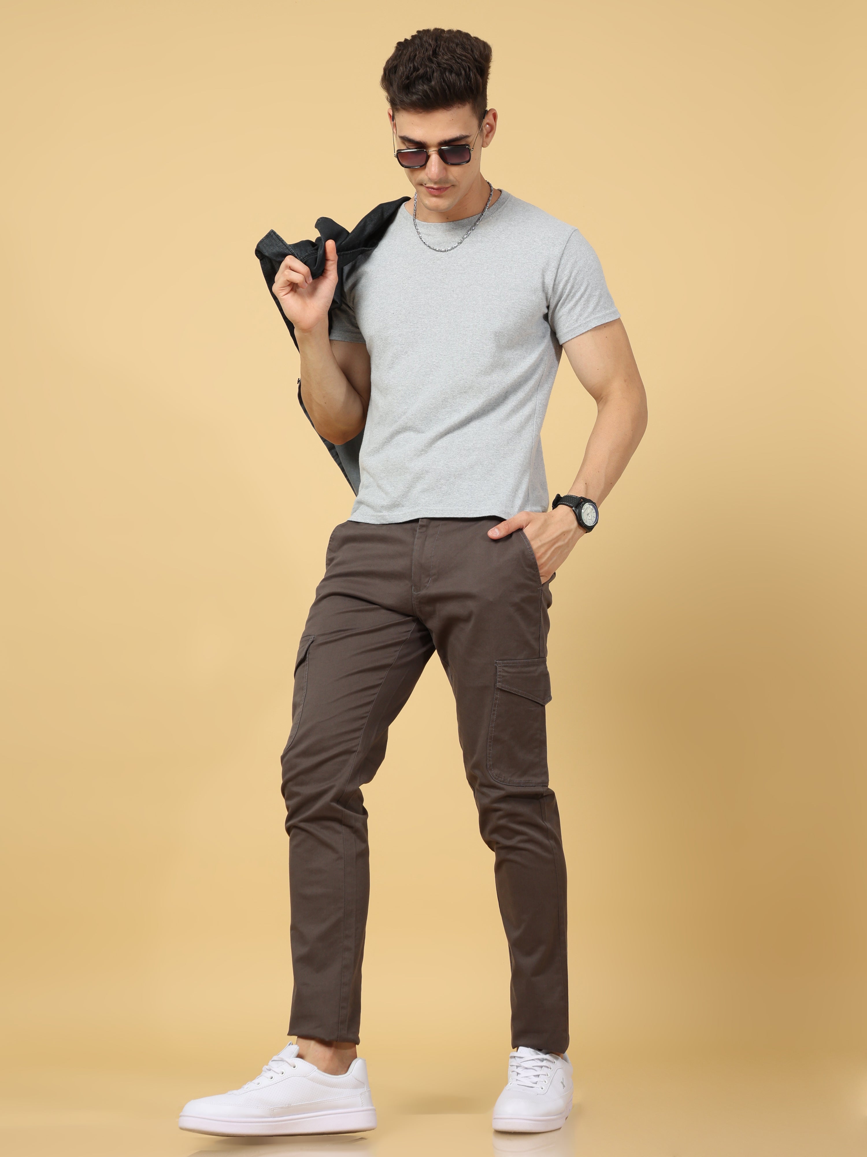 Basic Dark Grey Slim Fit Cargo