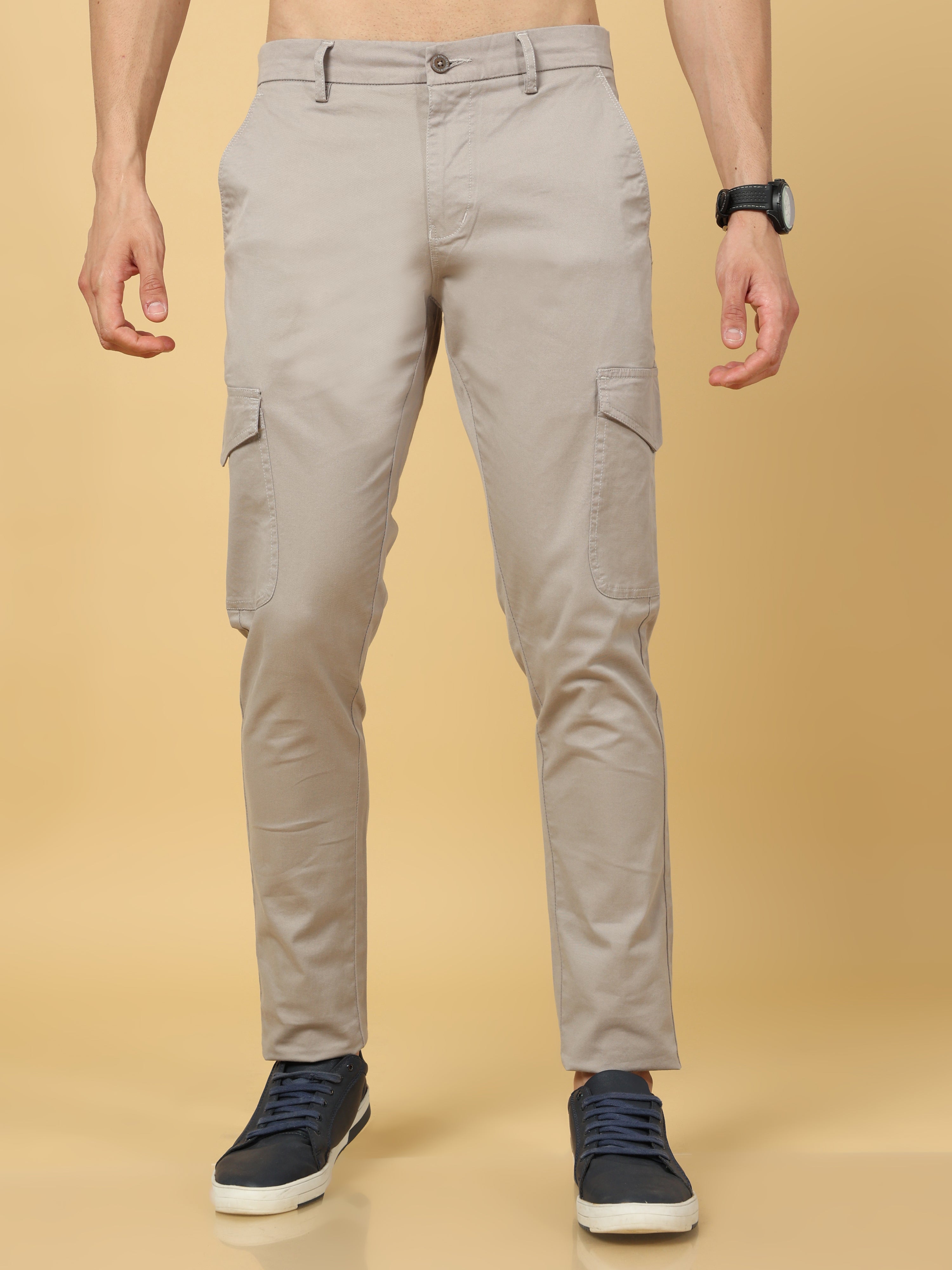 Elastic Waist Slim Fit Cargo Pants | boohooMAN USA