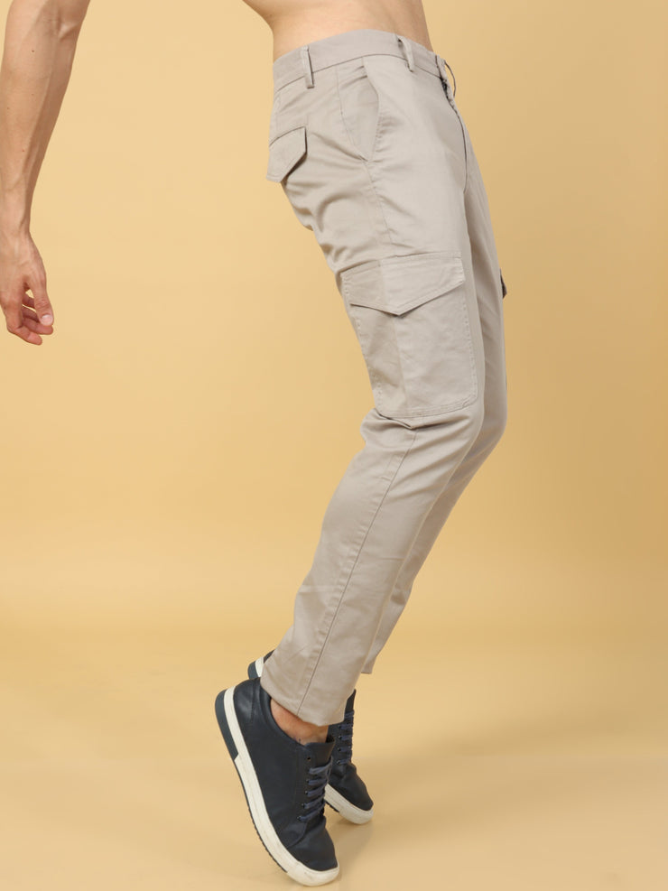 Basic Light Grey Slim Fit Cargo