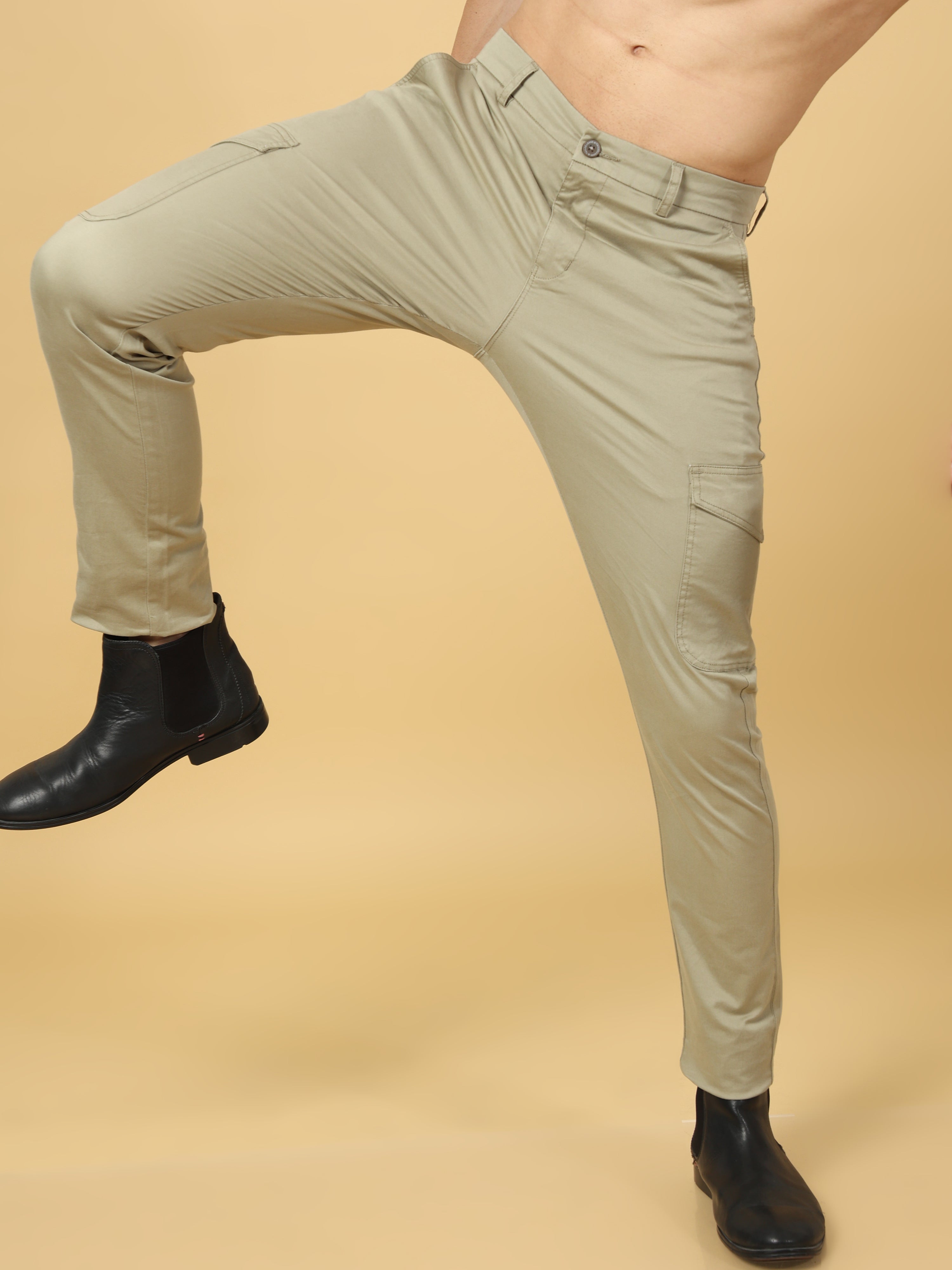 Basic Pista Green Slim Fit Cargo