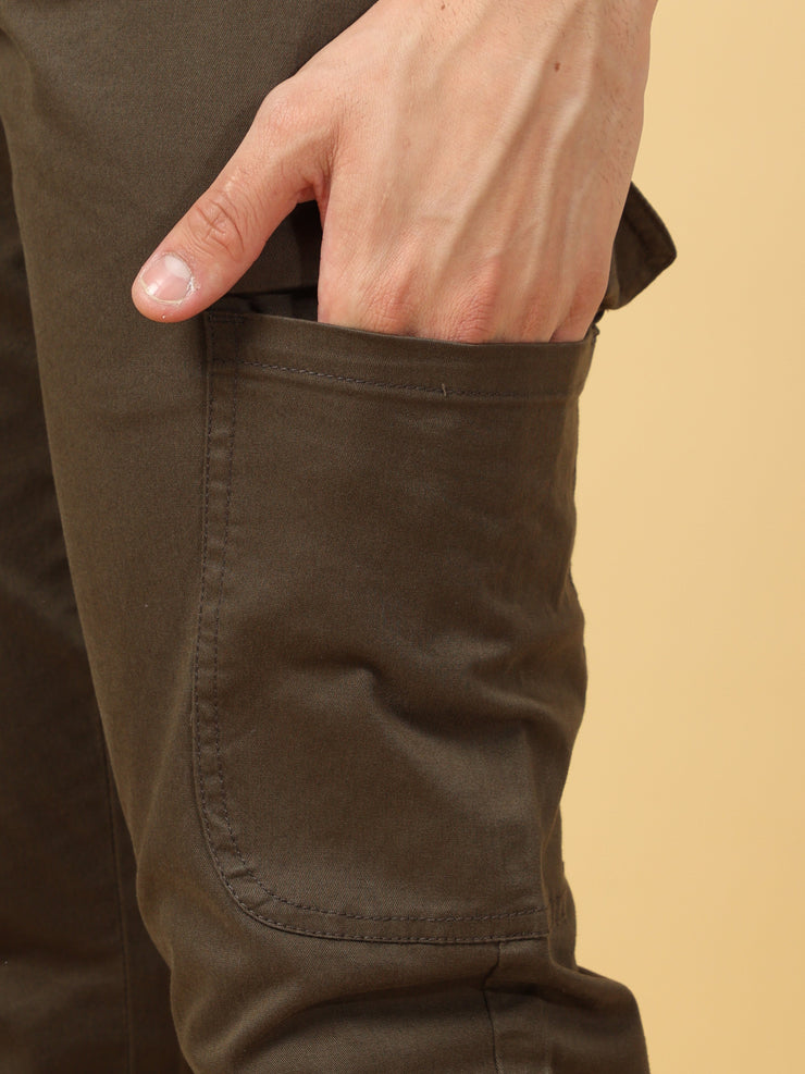 Basic Dark Olive Slim Fit Cargo