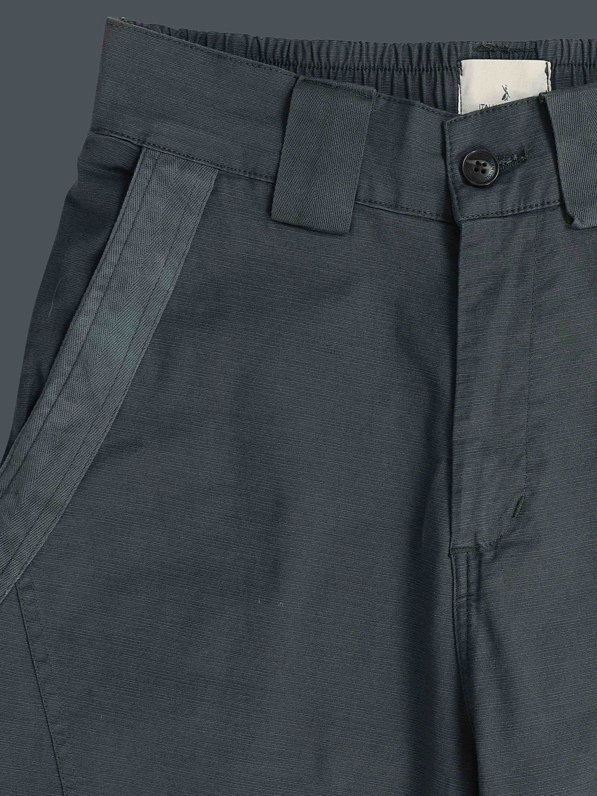 Sage Green Stretchable Pants for Men detail view - Lucent Straight Fit Trouser by Italian Colony