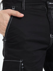 Contrast Stitch Black Baggy Fit Cargo