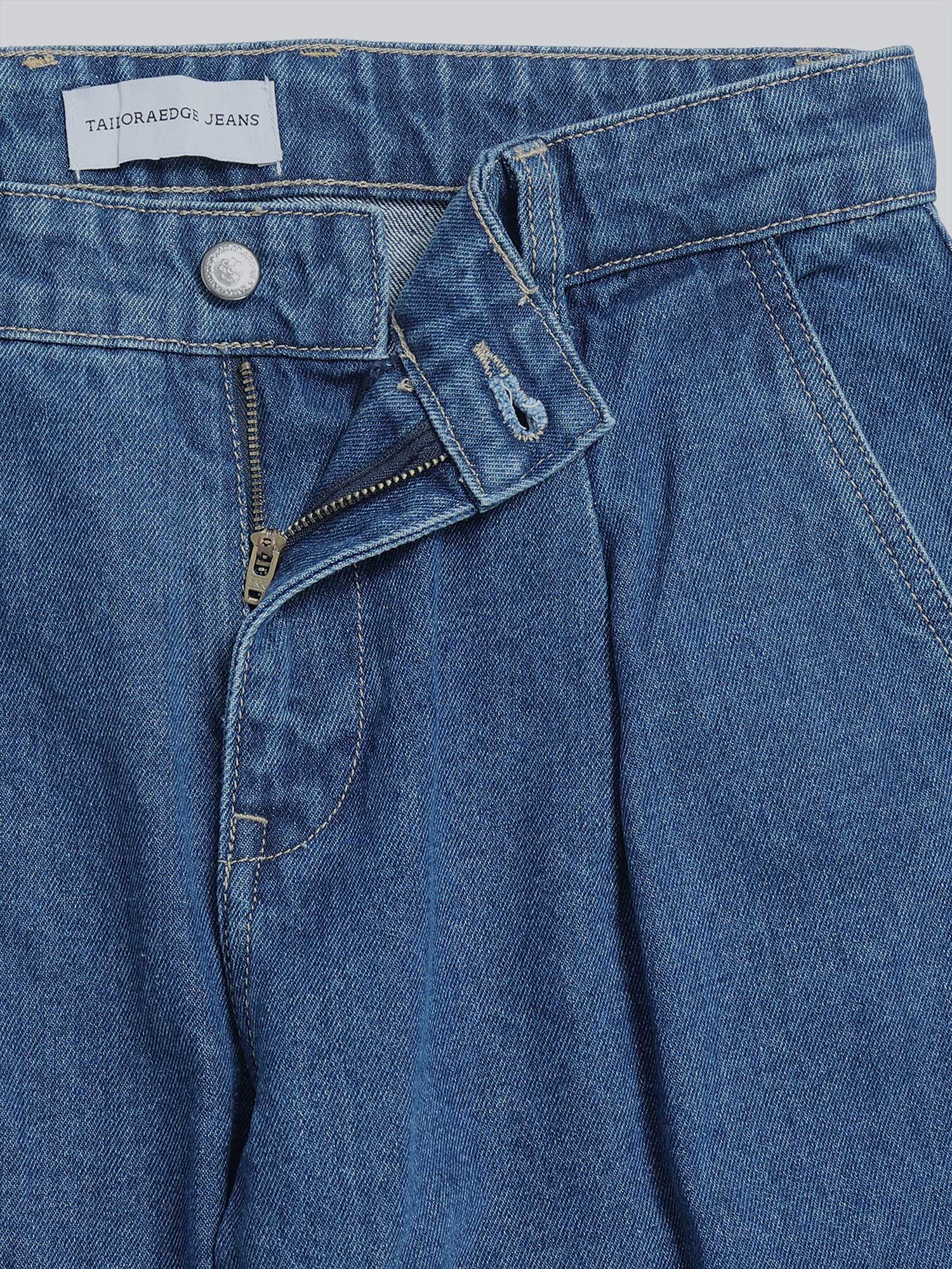 Classic Relaxed Mid Blue Double Cargo Denim